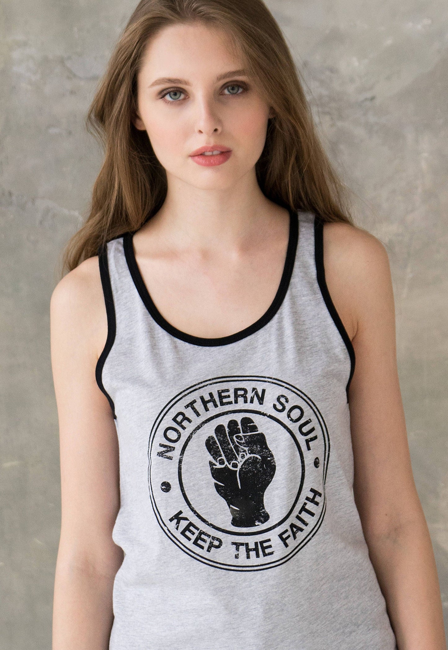 Northern Soul Tank Top Keep The Faith Fist Logo Retro Motown Wigan Casino Mod 60s Cami Women's Men's Printed Retro Ringer Tee T Shirt Vest
