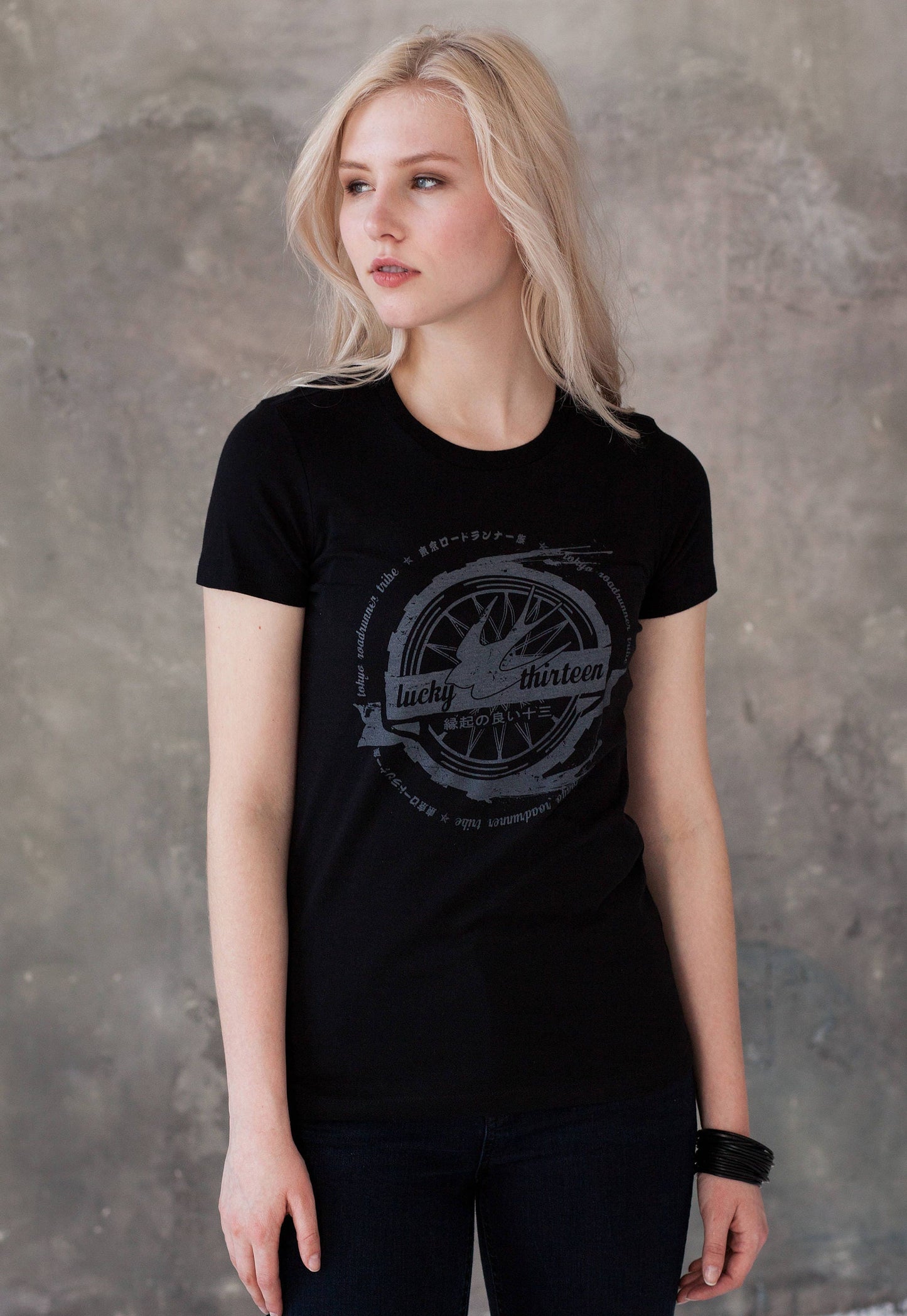 Japanese Japan Tokyo Roadrunner Tribe Harajuku Kaminari OraOraKei Retro Vintage Japan Writing Kanji Printed Women's Tee Top