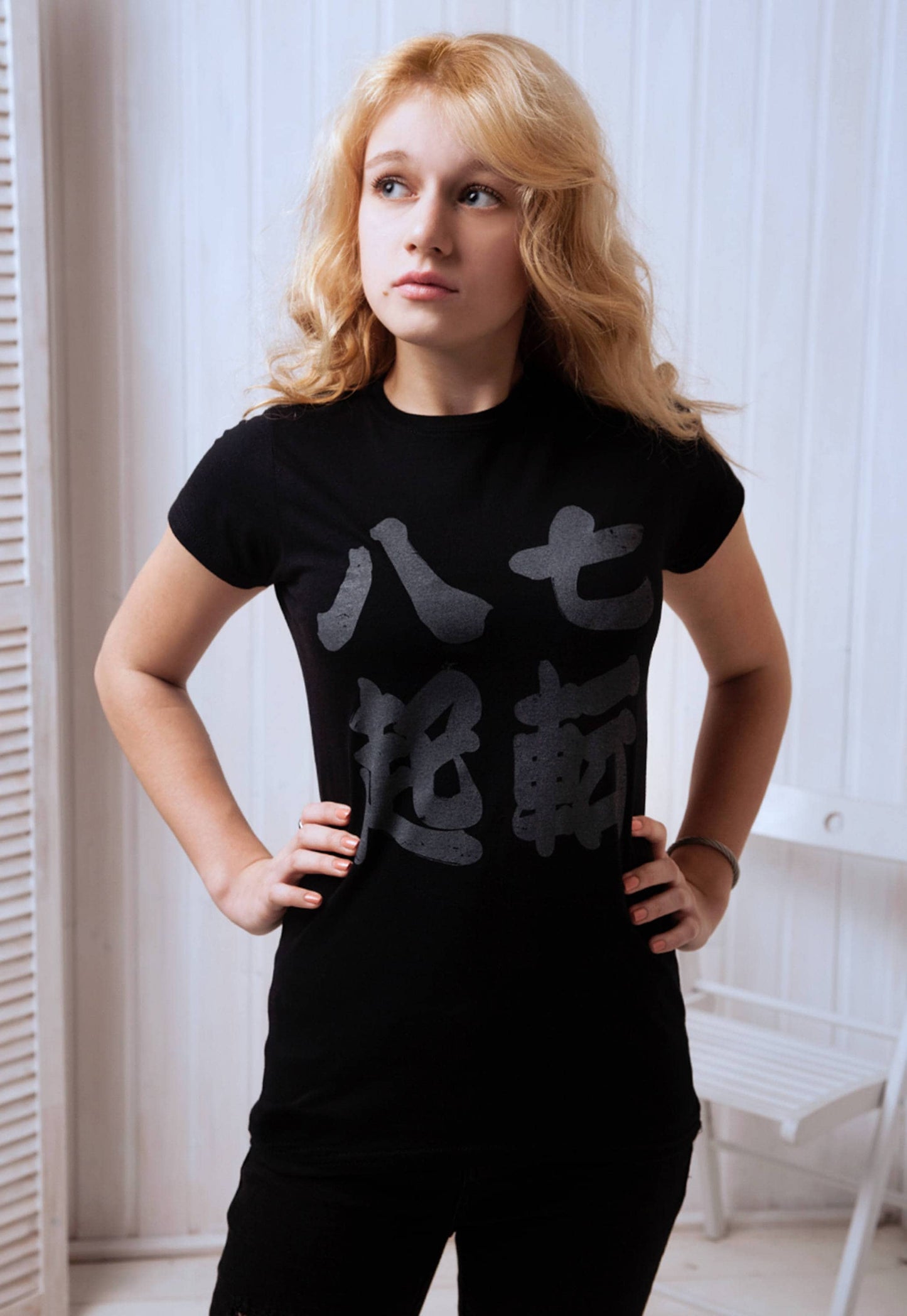 Japanese T Shirt Shichiten Hakki Nanakorobi Yaoki Tattoo Kanji Kawaii Japan Calligraphy Yoga Anime Positive Motivational Screen Printed Tee
