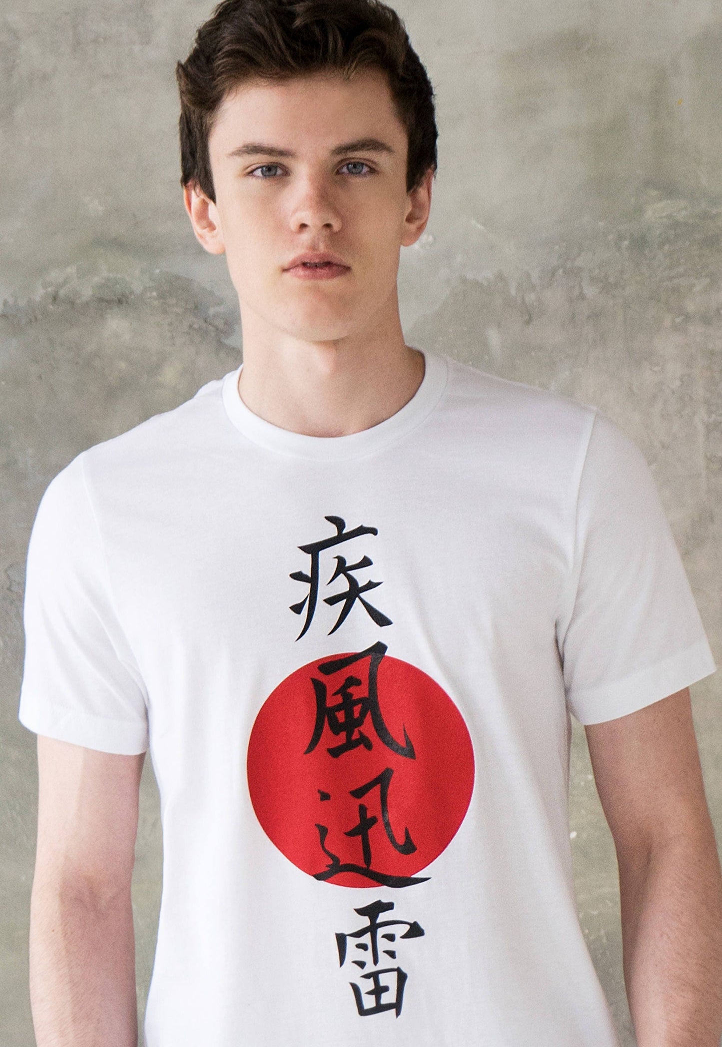 Japanese T Shirt - Lightning (Shippu Jinrai) - Japanese Calligraphy Writing Kanji Martial Arts Gym Yoga Anime Manga Screen Printed Tee Top