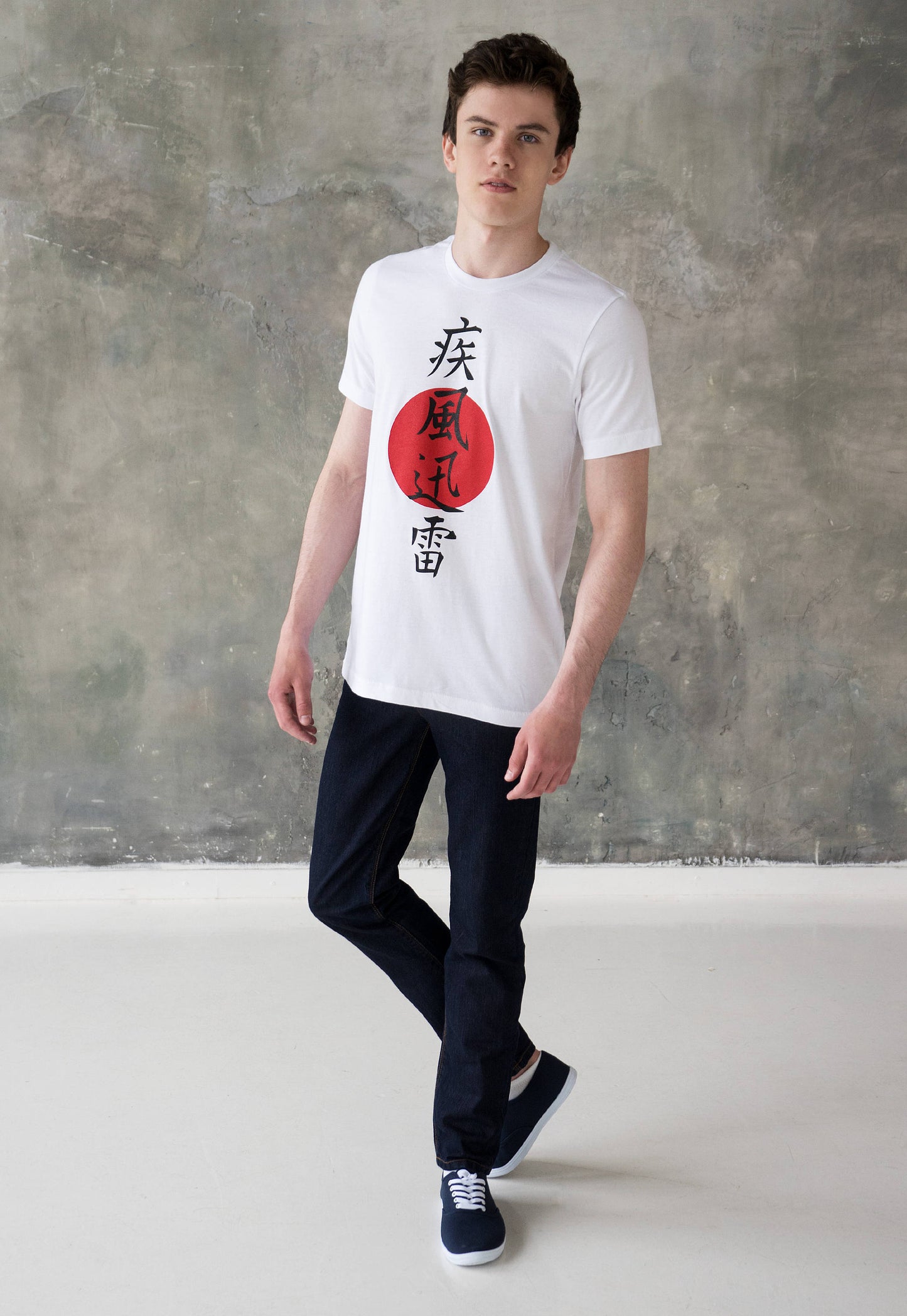 Japanese T Shirt - Lightning (Shippu Jinrai) - Japanese Calligraphy Writing Kanji Martial Arts Gym Yoga Anime Manga Screen Printed Tee Top