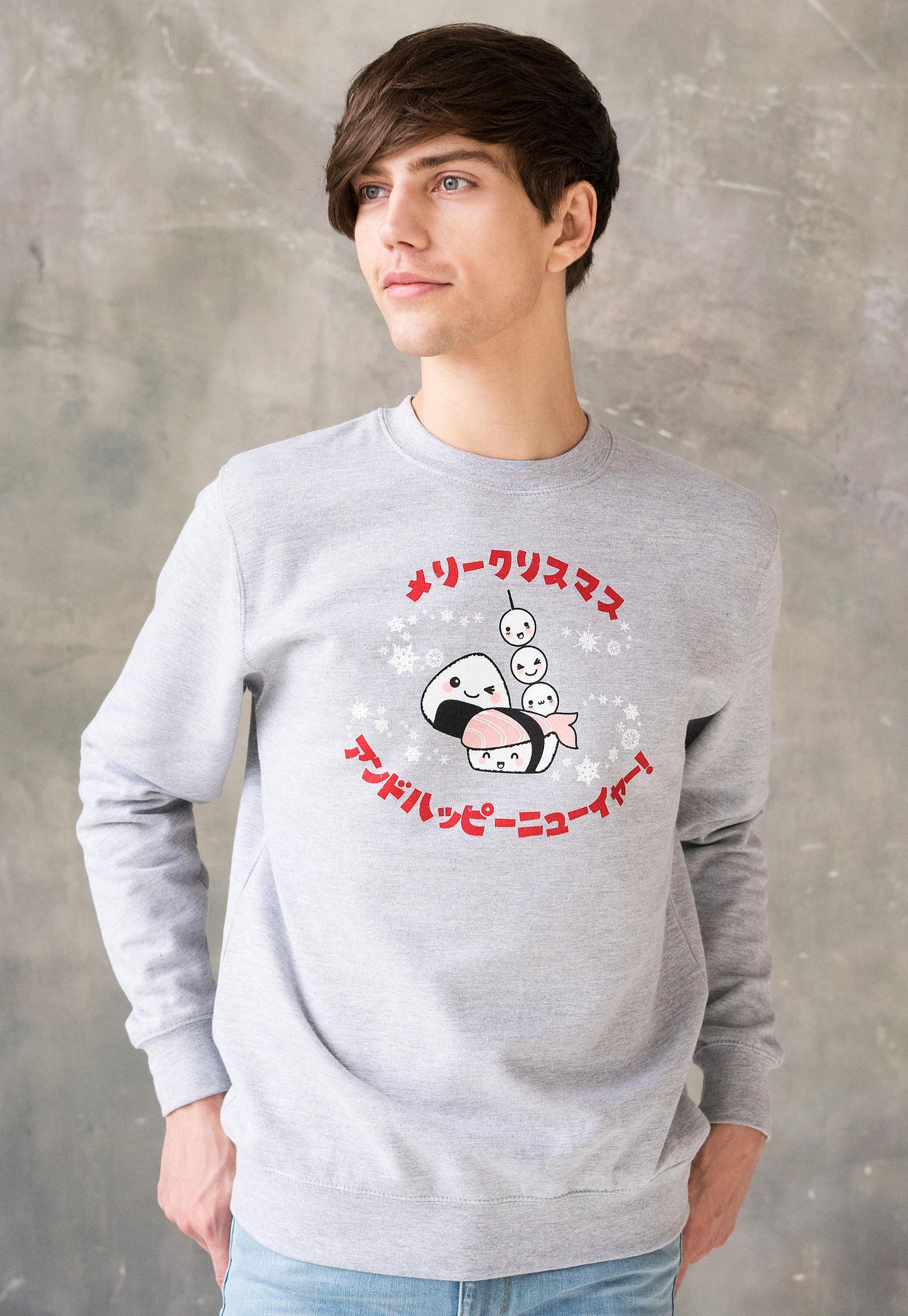 Japanese Sweatshirt Kawaii Sushi Christmas Party Japan Anime Manga Holiday Xmas Printed Mens Womens Jumper Long Sleeve Top Sweater Pullover