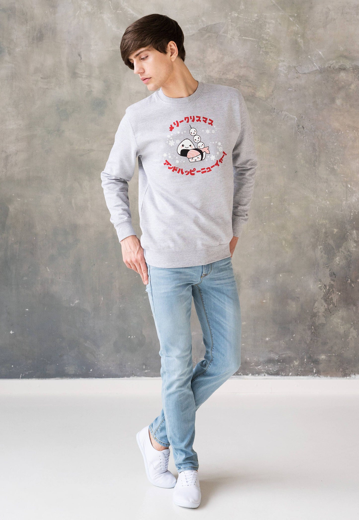 Japanese Sweatshirt Kawaii Sushi Christmas Party Japan Anime Manga Holiday Xmas Printed Mens Womens Jumper Long Sleeve Top Sweater Pullover