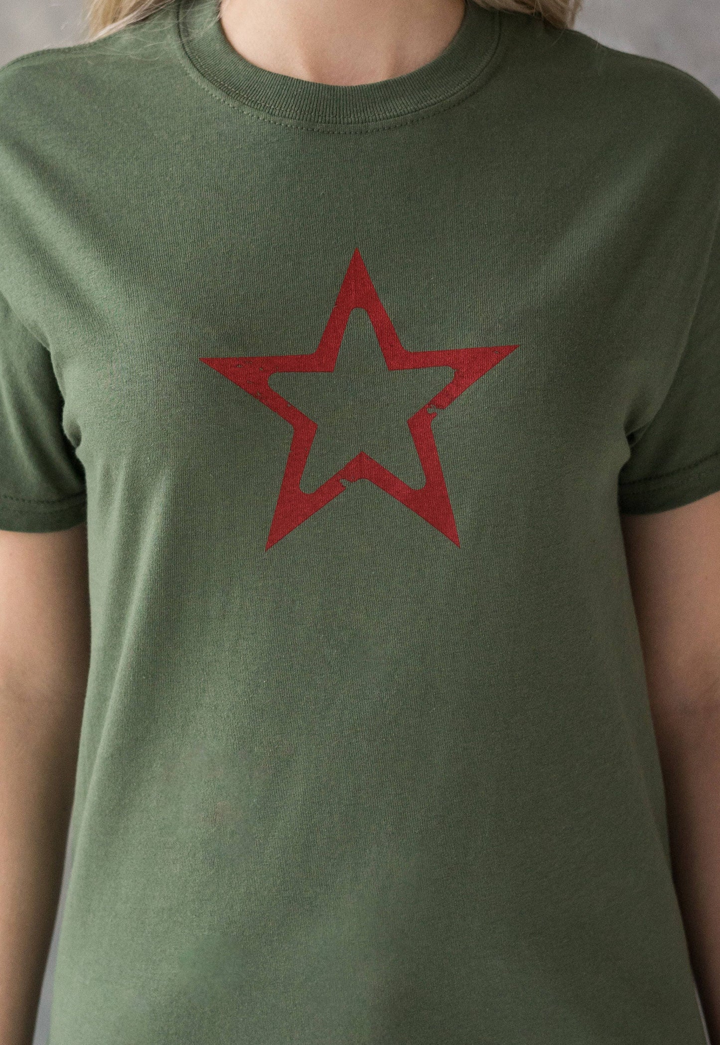 Star T Shirt Geometric Abstract Minimalist Distressed Print USSR CCCP Soviet Retro Vintage Urban Yoga Mens Womens Graphic Printed Khaki Tee
