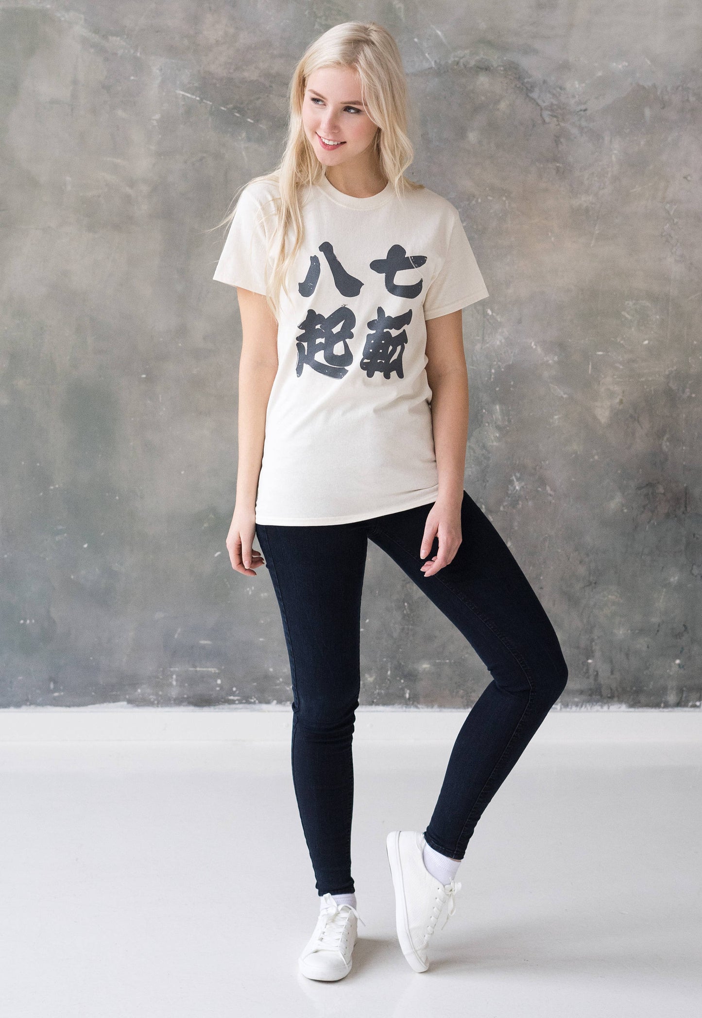 Japanese T Shirt - Shichiten Hakki Japan Calligraphy Yoga Positive Motivational Inspirational Quote Quotes Gym Martial Arts Printed Tee Top