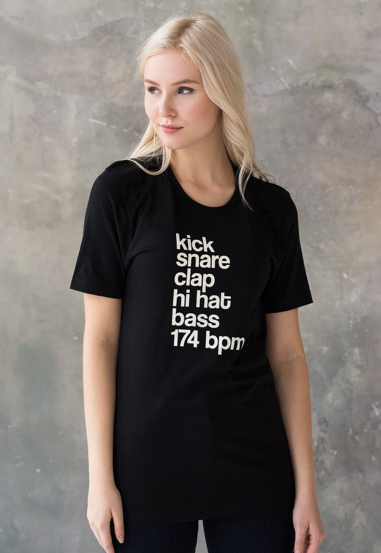 DJ T Shirt - Kick Snare 174 BPM Synthesizer Drum and Bass Synth Music Jungle DnB Junglist Producer Mens Womens Graphic Printed Tee T-Shirt