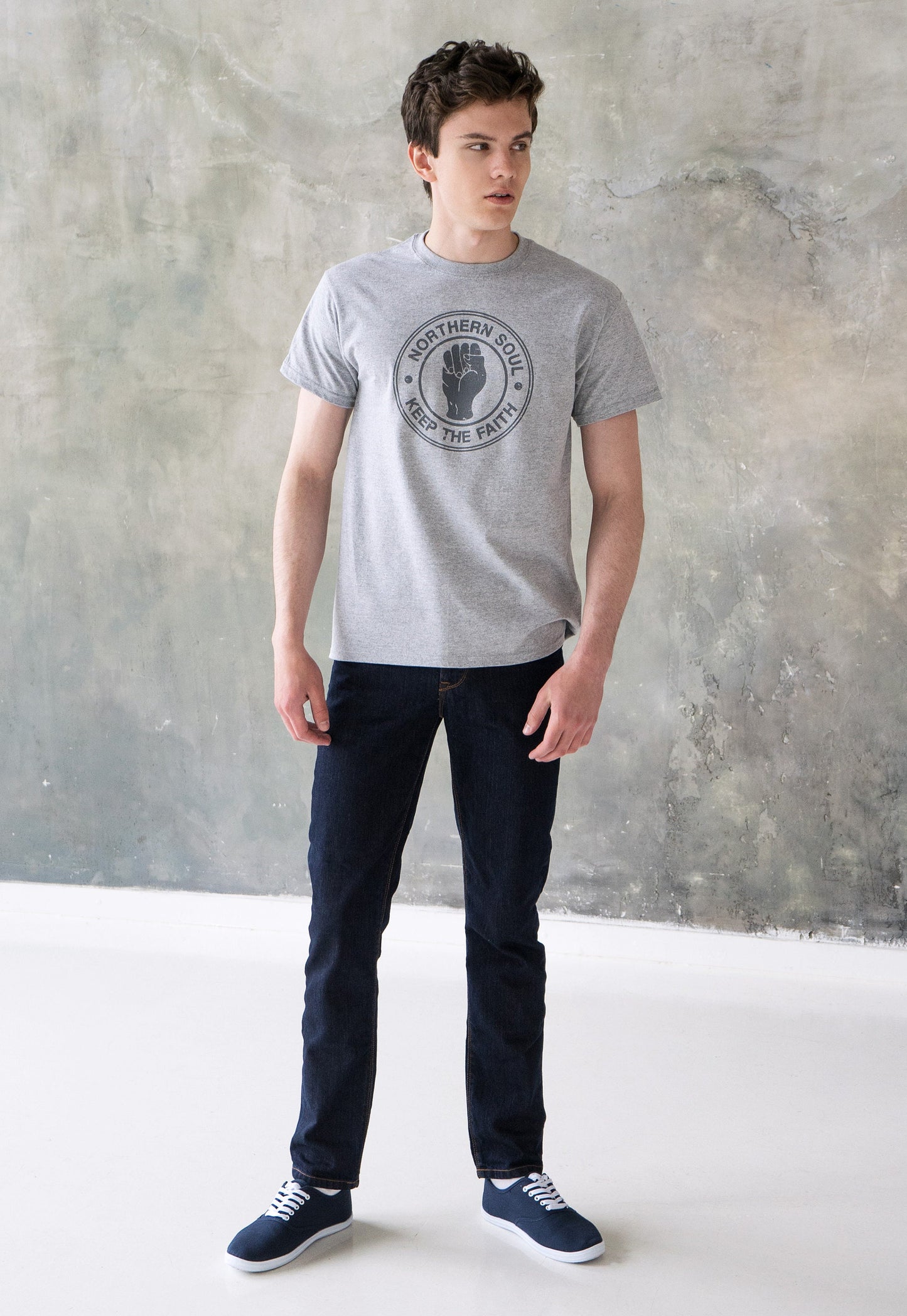 Northern Soul T Shirt Keep The Faith Fist Logo Distressed Retro Print Mod Mods Vintage Style Soul 60s Music Mens Womens Graphic Printed Tee