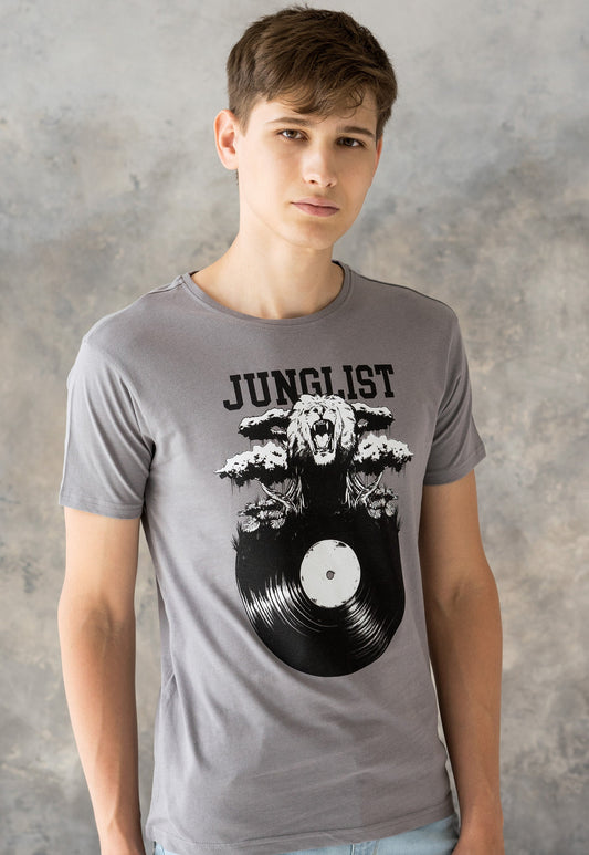 Junglist Vinyl T Shirt Drum and Bass DJ Synthesizer & Bass Synth Music Producer Jungle Massive Neurofunk Dubstep Mens Screen Printed Tee