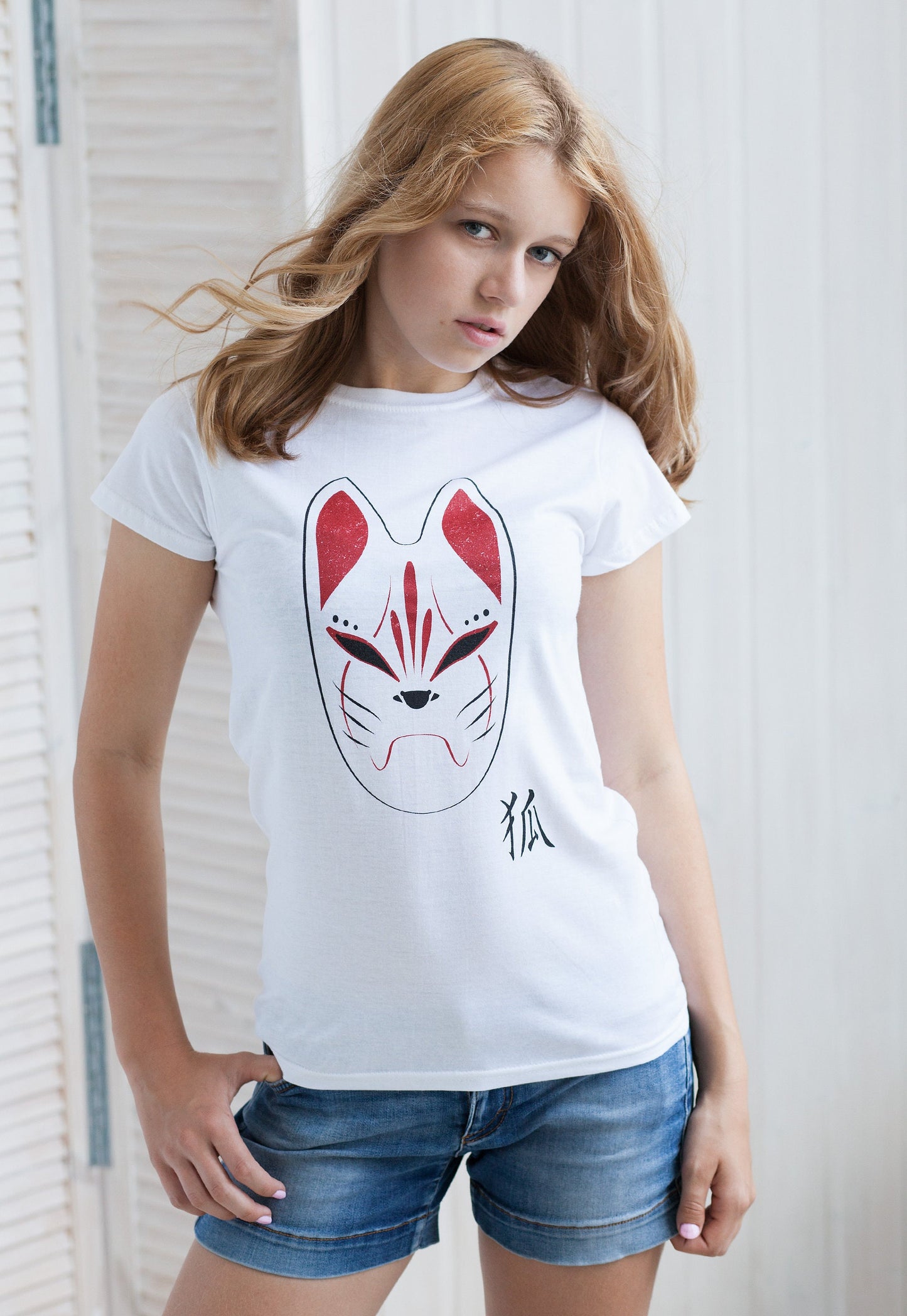 Japanese Fox Mask T Shirt Kitsune Tokyo Harajuku Japan Aesthetic Inari Japan Anime Manga Kawaii Cosplay Women's Girls Printed Tee T-Shirt