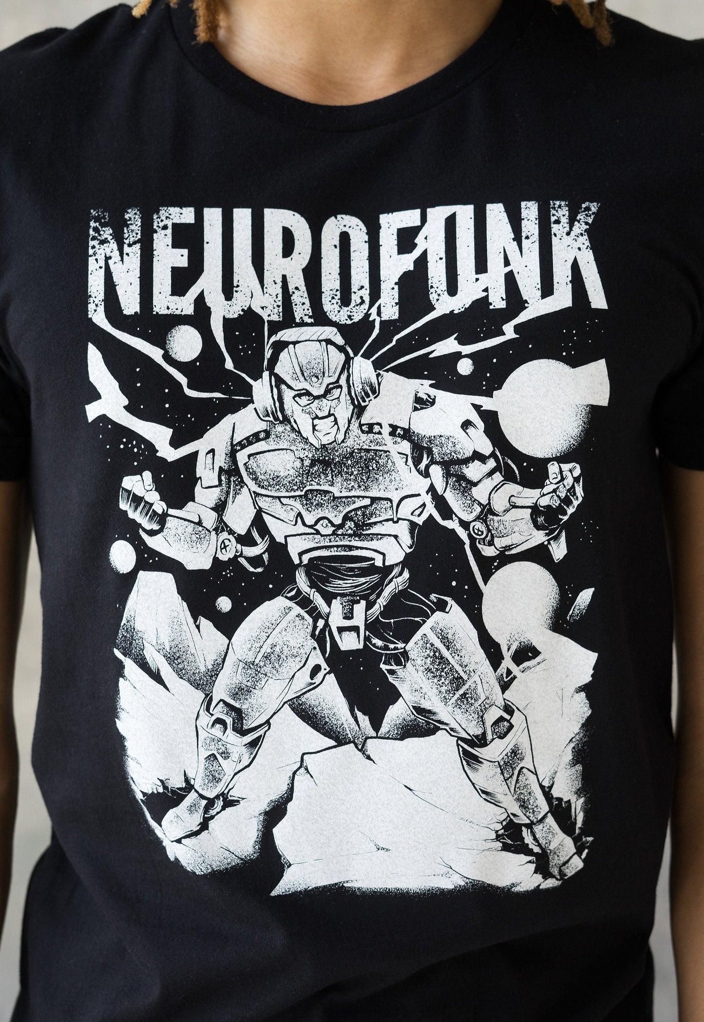 Neurofunk Destruction T Shirt - Drum and Bass Robot DJ Synthesizer & n Synth Music Producer Junglist Dubstep Mens Womens Graphic Printed Tee