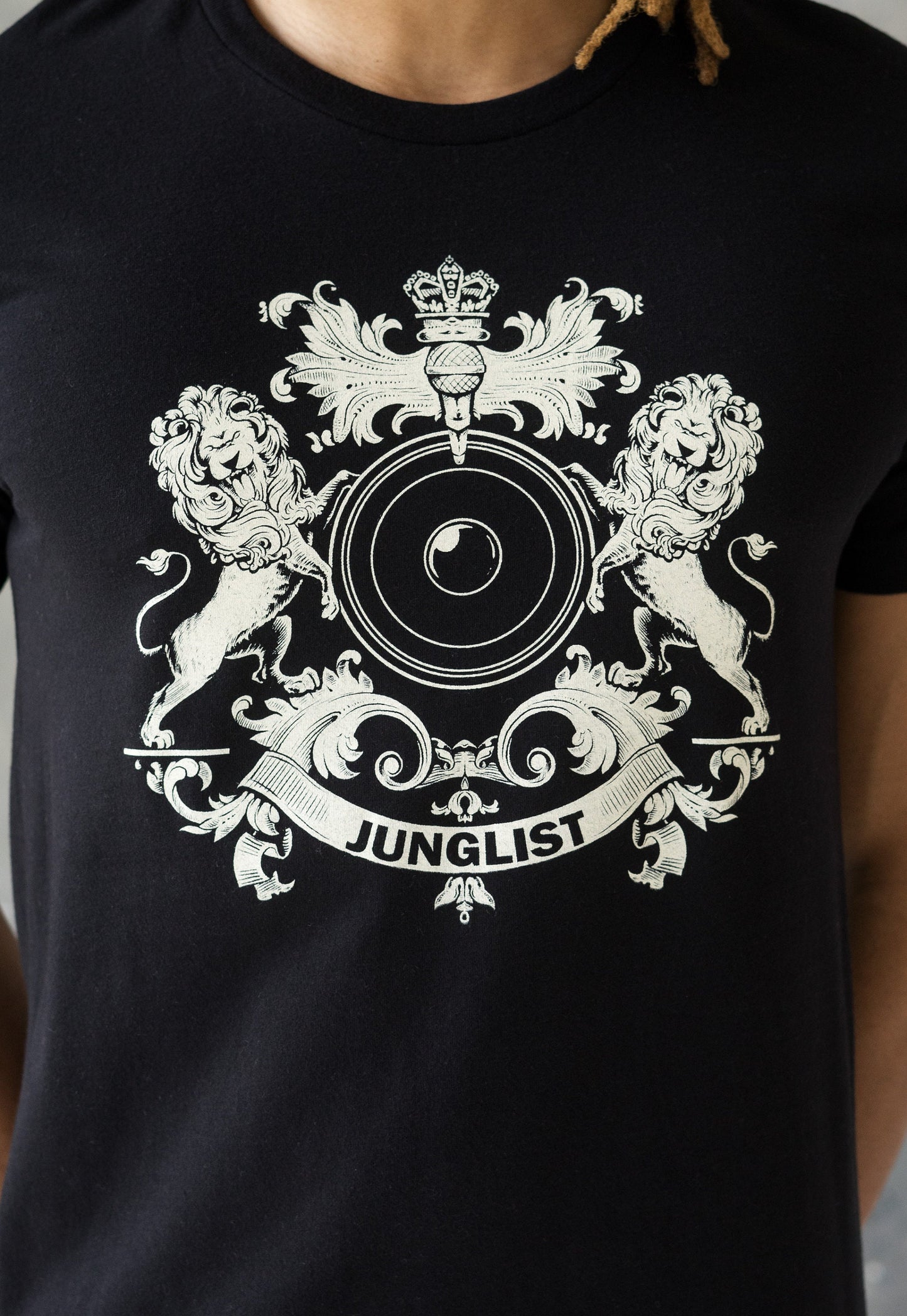 Junglist Coat Of Arms T Shirt - Jungle Massive Crest Lion Heraldry Drum and Bass DJ & Bass Synth Music Producer Festival Printed Tee Top