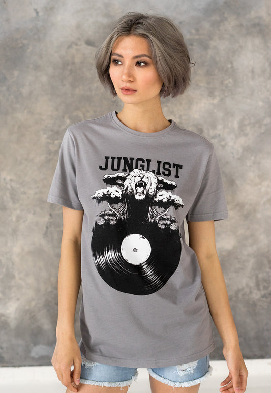 Junglist Vinyl T Shirt Drum and Bass DJ Synthesizer & Bass Synth Music Producer Jungle Massive Neurofunk Dubstep Womens Mens Printed Tee Top