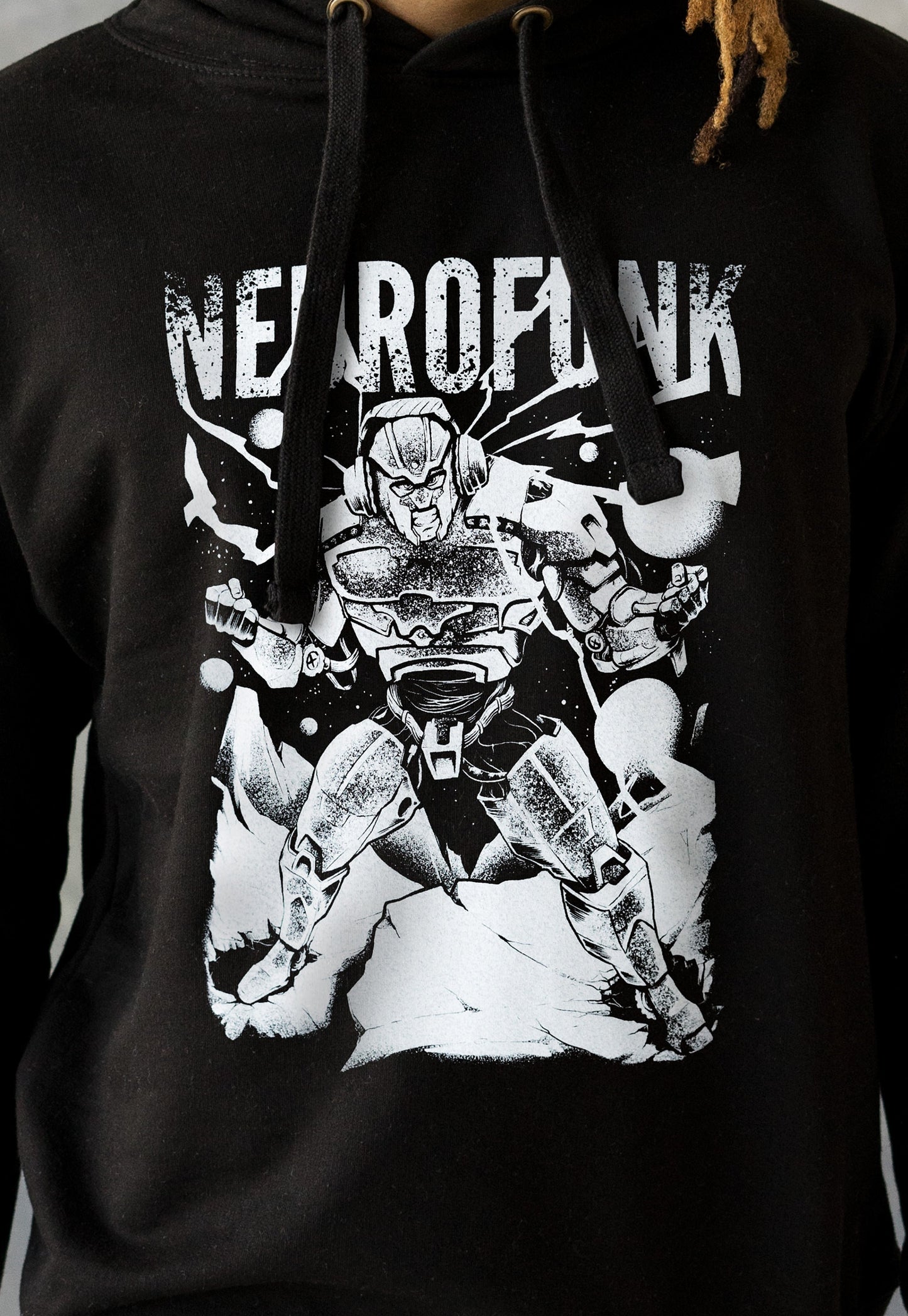 Neurofunk Destruction Hoodie Drum and Bass Robot DJ Synthesizer & Synth DnB Music Producer Junglist Dubstep Sweatshirt Printed Hooded Top
