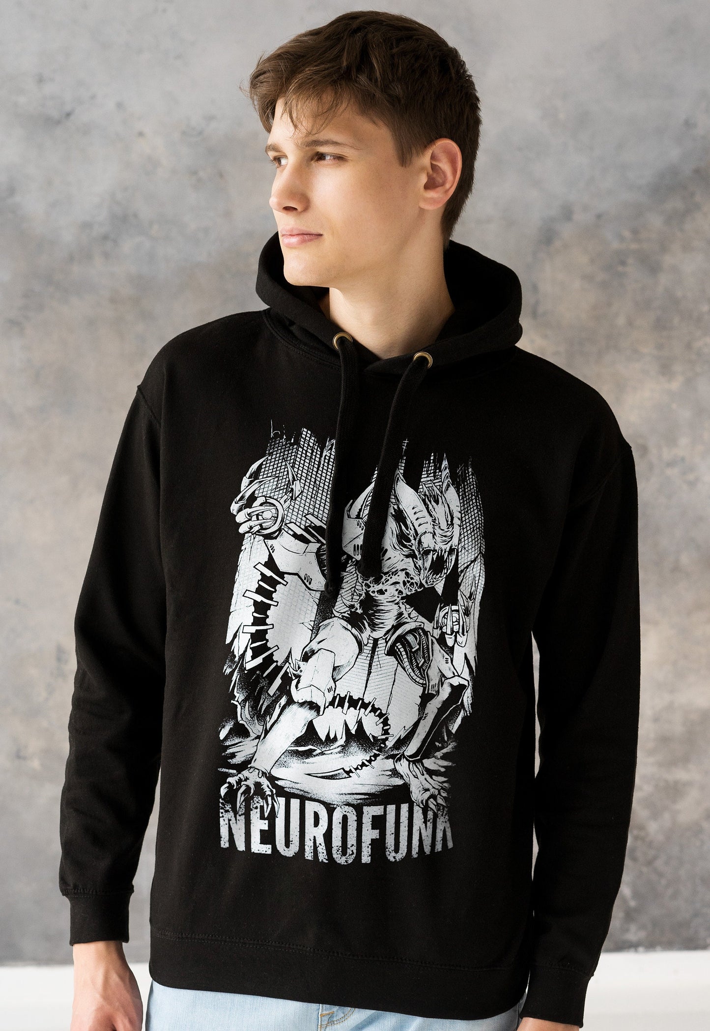 Neurofunk Invasion Hoodie Drum and Bass Alien DJ Synthesizer & Synth DnB Music Producer Junglist Dubstep Sweatshirt Printed Mens Hooded Top