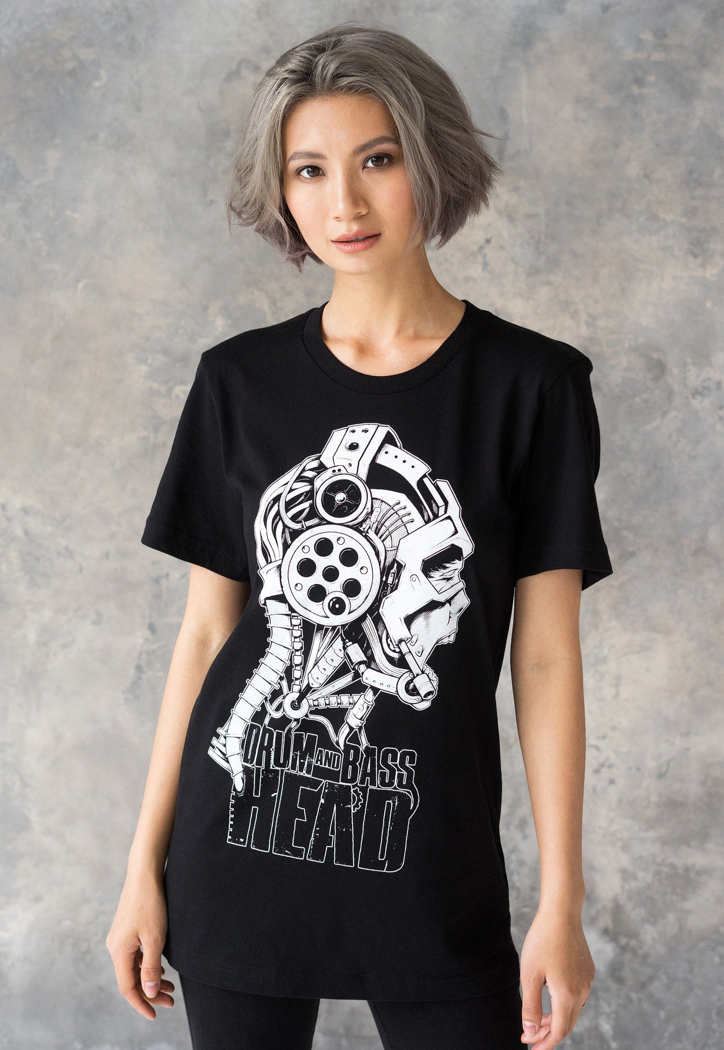 Drum and Bass Head T Shirt - Robot DJ Synthesizer & Bass Neurofunk Jungle Massive Producer Junglist Dubstep Mens Womens Graphic Printed Tee