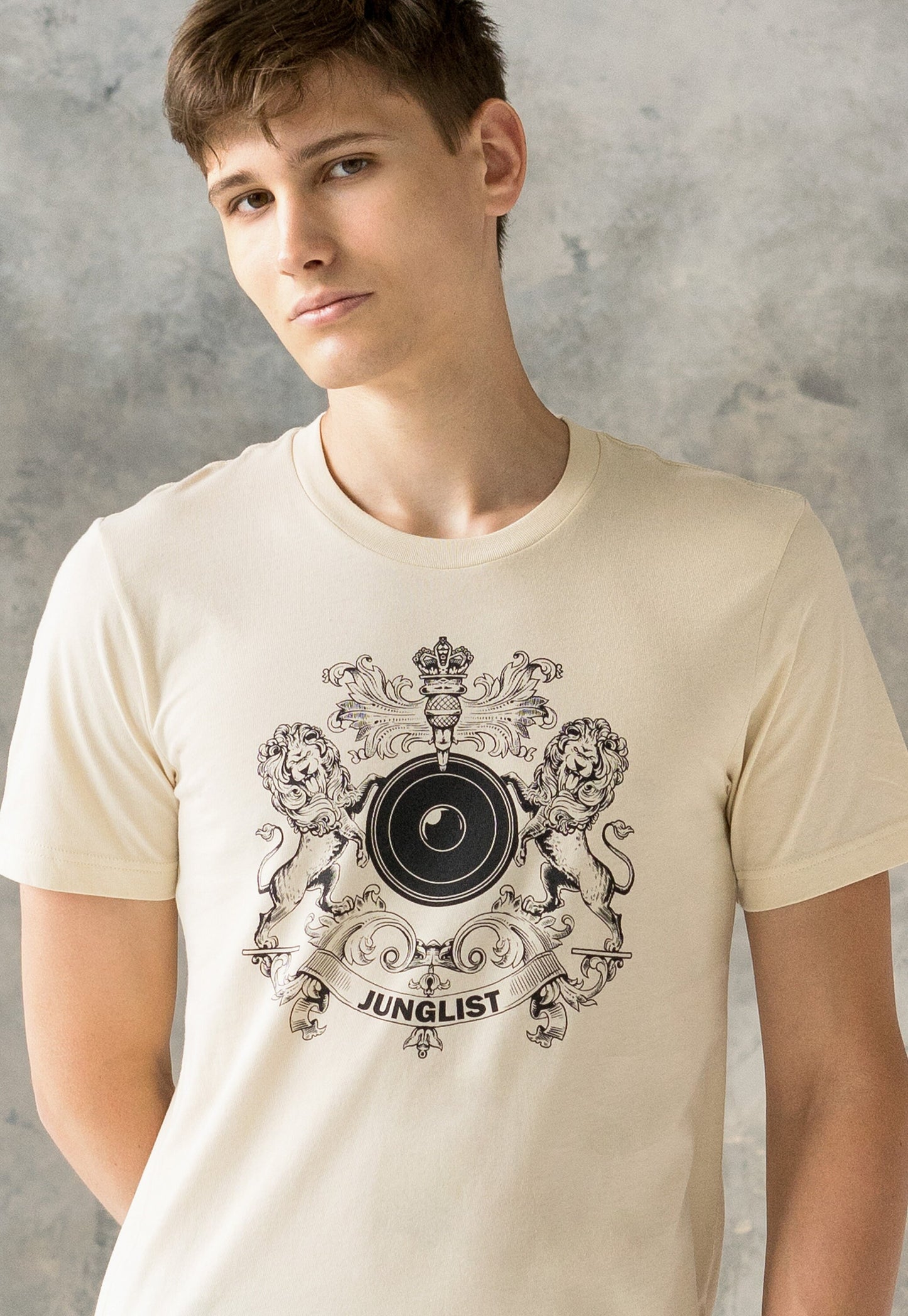 Junglist Coat Of Arms T Shirt - Jungle Massive Crest Lion Heraldry Drum and Bass DJ & Bass Synth Music Womens Festival Printed Tee Top