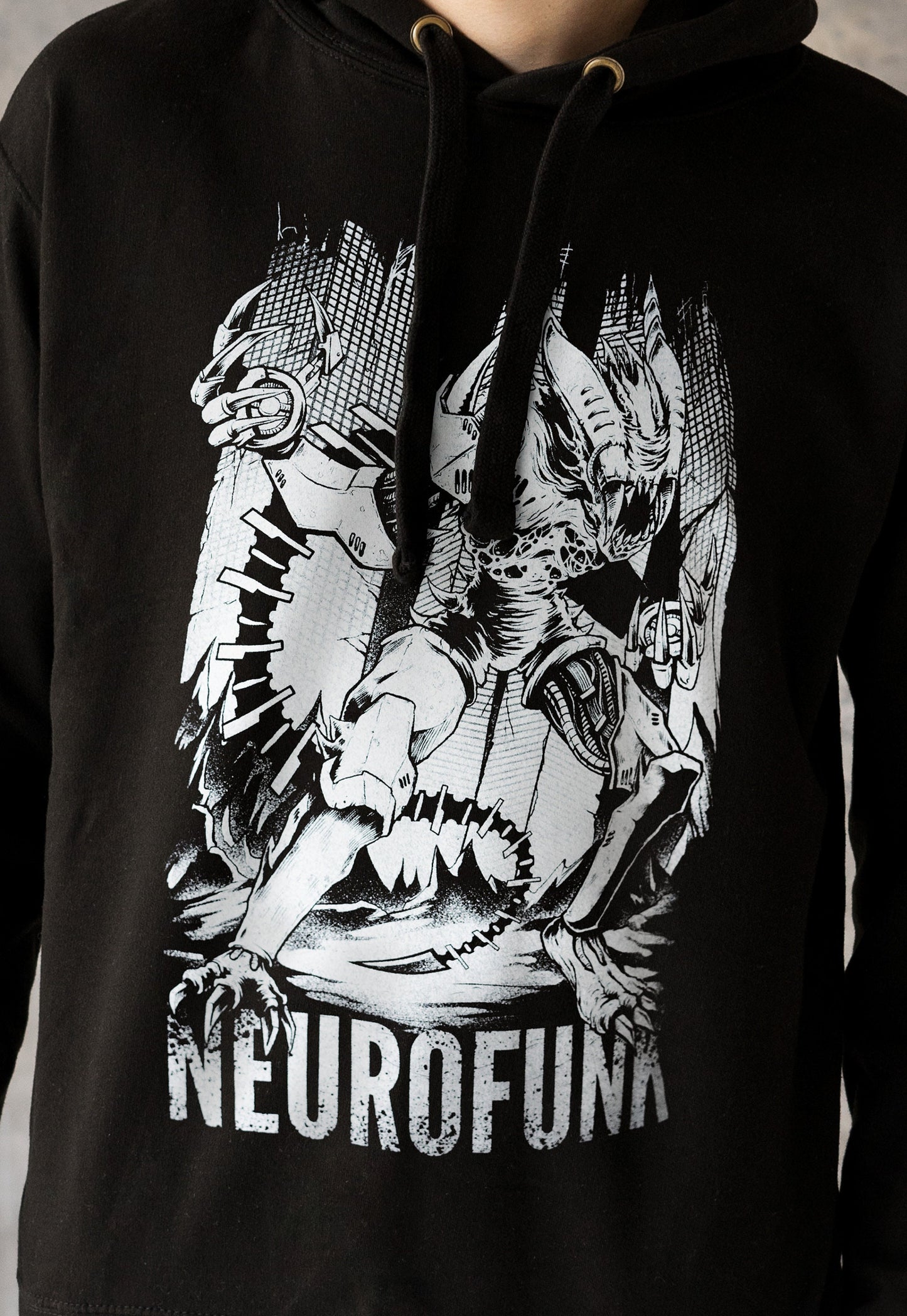 Neurofunk Invasion Hoodie Drum and Bass Alien DJ Synthesizer & Synth DnB Music Producer Junglist Dubstep Sweatshirt Printed Mens Hooded Top