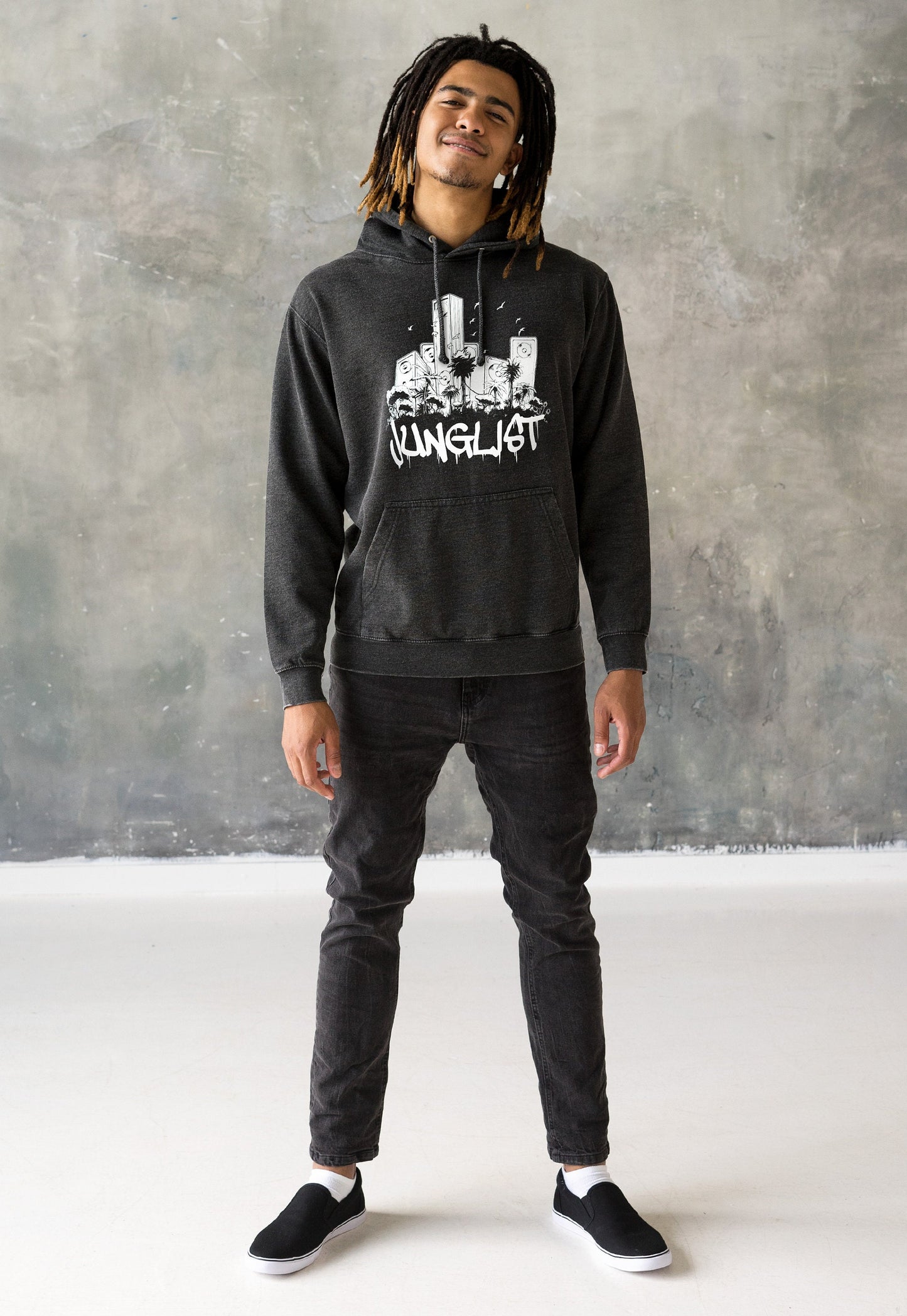 Junglist Sound System Hoodie Drum and Bass Jungle Massive Crest Female DJ Music Producer Sweatshirt Womens Mens Washed Brushed Hooded Top