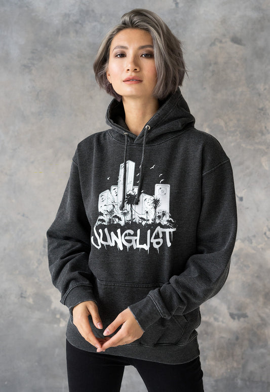 Junglist Sound System Hoodie Drum and Bass Jungle Massive Crest Female DJ Music Producer Sweatshirt Womens Mens Washed Brushed Hooded Top