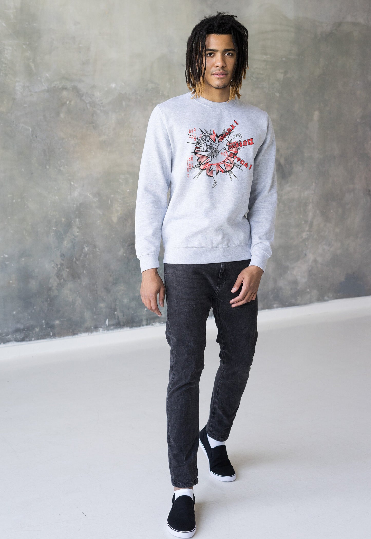 Japanese Sweatshirt High Kick Japan Anime Manga Kawaii Girl Comics Karate Taekwondo Kaminari Screen Printed Long Sleeve Pullover Jumper Top