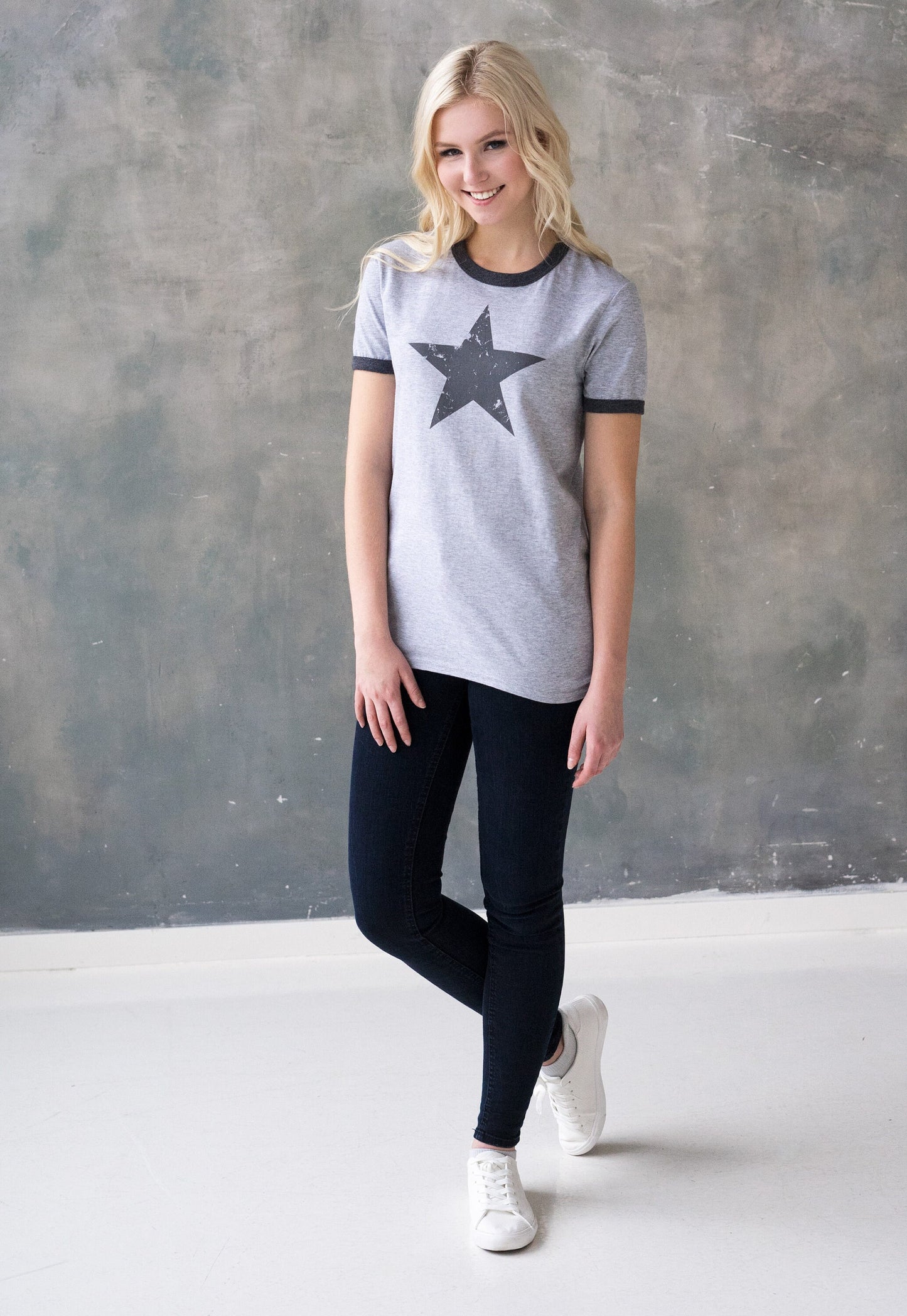 Star Ringer T Shirt Minimalist Abstract Geometric Streetwear Skater Retro Graphic Design 90s Yoga Gym Women's Men's Screen Printed Tee Top