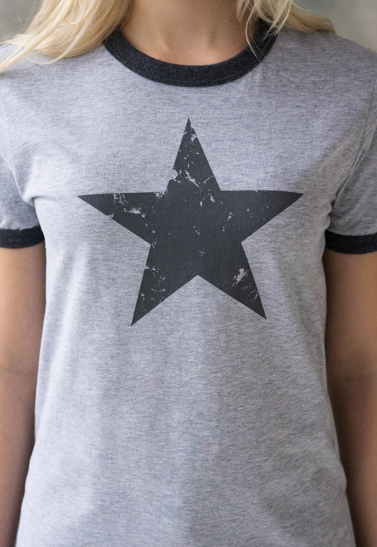Star Ringer T Shirt Minimalist Abstract Geometric Streetwear Skater Retro Graphic Design 90s Yoga Gym Women's Men's Screen Printed Tee Top