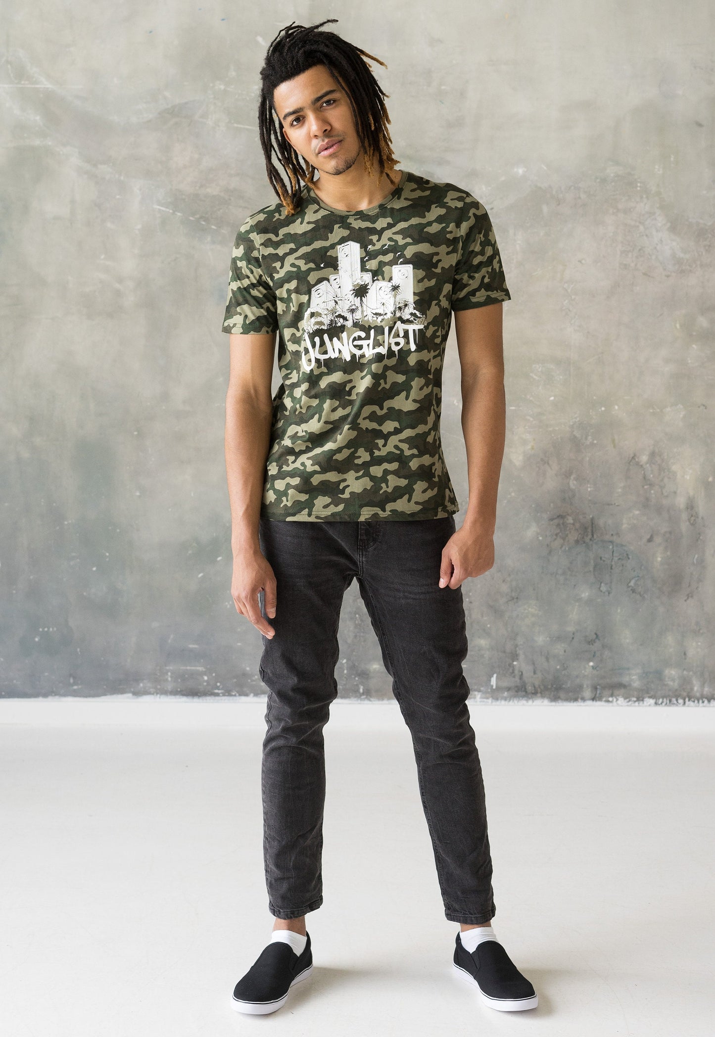 Junglist Sound System T Shirt Jungle Massive Drum and Bass DJ & Synth Music Producer Amen Camo Camouflage Graphic Womens Printed Tee Top