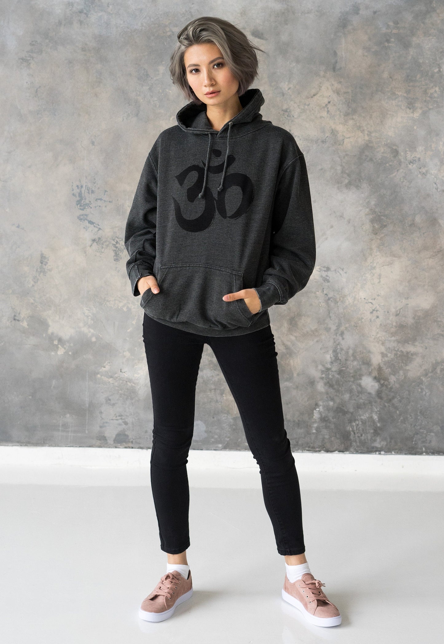 Om Ohm Aum Hoodie Yoga Buddha Meditation Hindu Sanskrit Mindfulness Mandala Womens Girls Men Printed Sweatshirt Washed Brushed Hooded Top