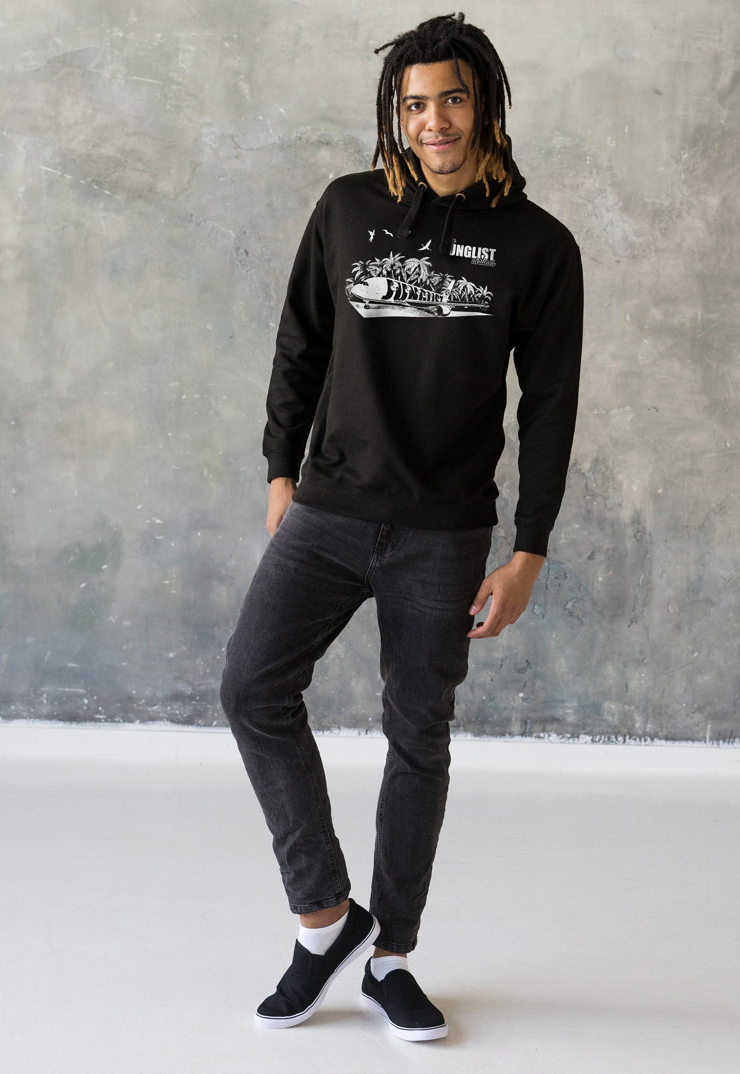 Fly Junglist Airlines! Hoodie Drum and Bass Synth Synthesizer Amen Music Producer Junglist Dubstep Mens Sweatshirt Printed Hoody Hooded Top