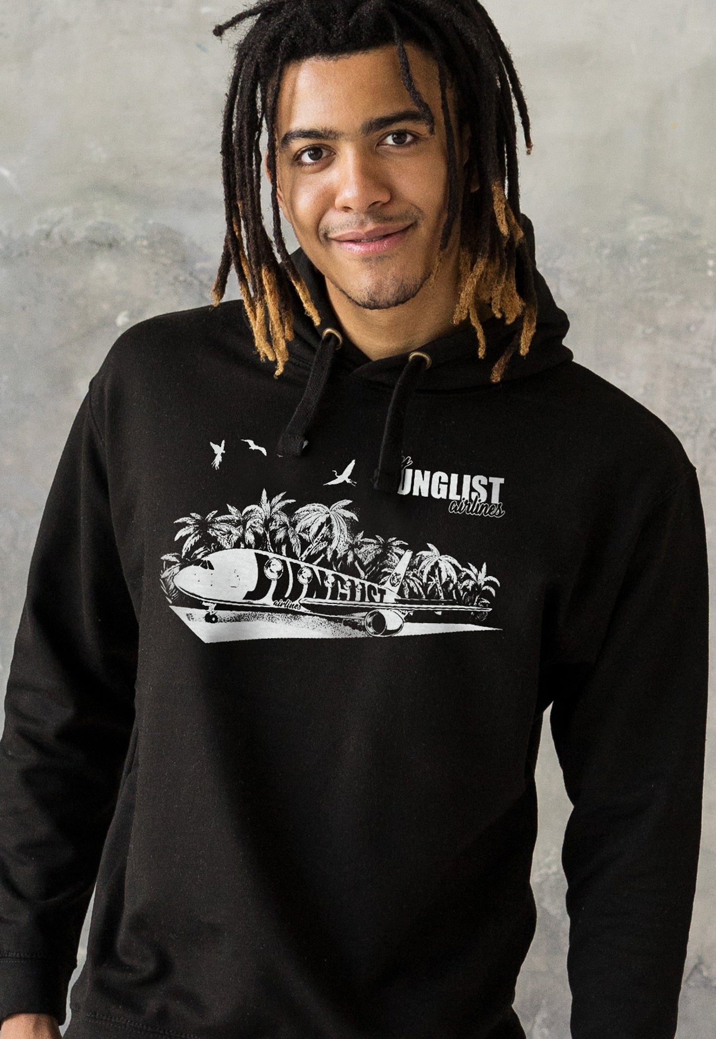 Fly Junglist Airlines! Hoodie Drum and Bass Synth Synthesizer Amen Music Producer Junglist Dubstep Mens Sweatshirt Printed Hoody Hooded Top