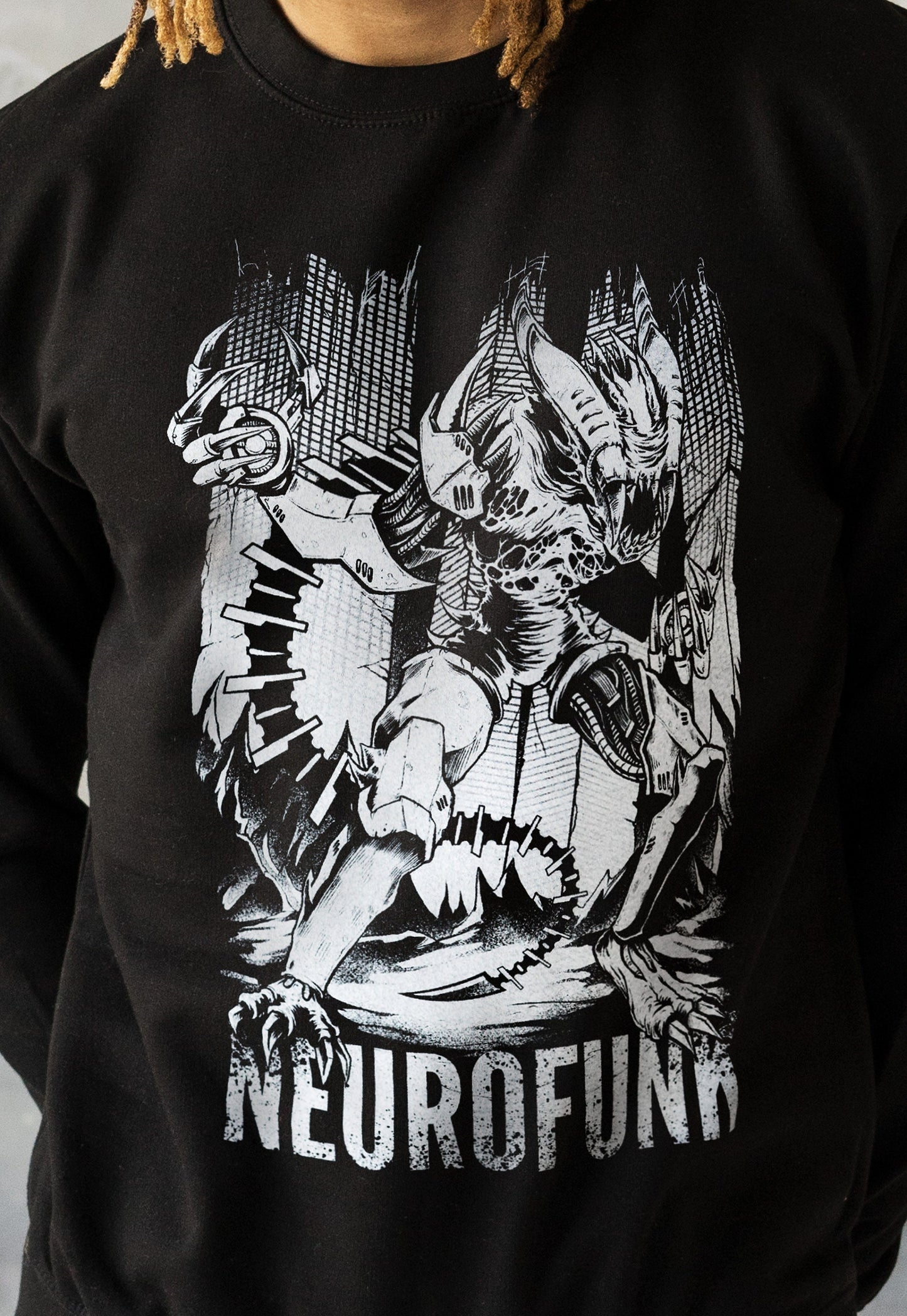 Neurofunk Invasion Sweatshirt Alien Junglist Drum and Bass DJ Synth Amen Music Producer Festival Mens Sweatshirt Sweater Pullover Jumper Top
