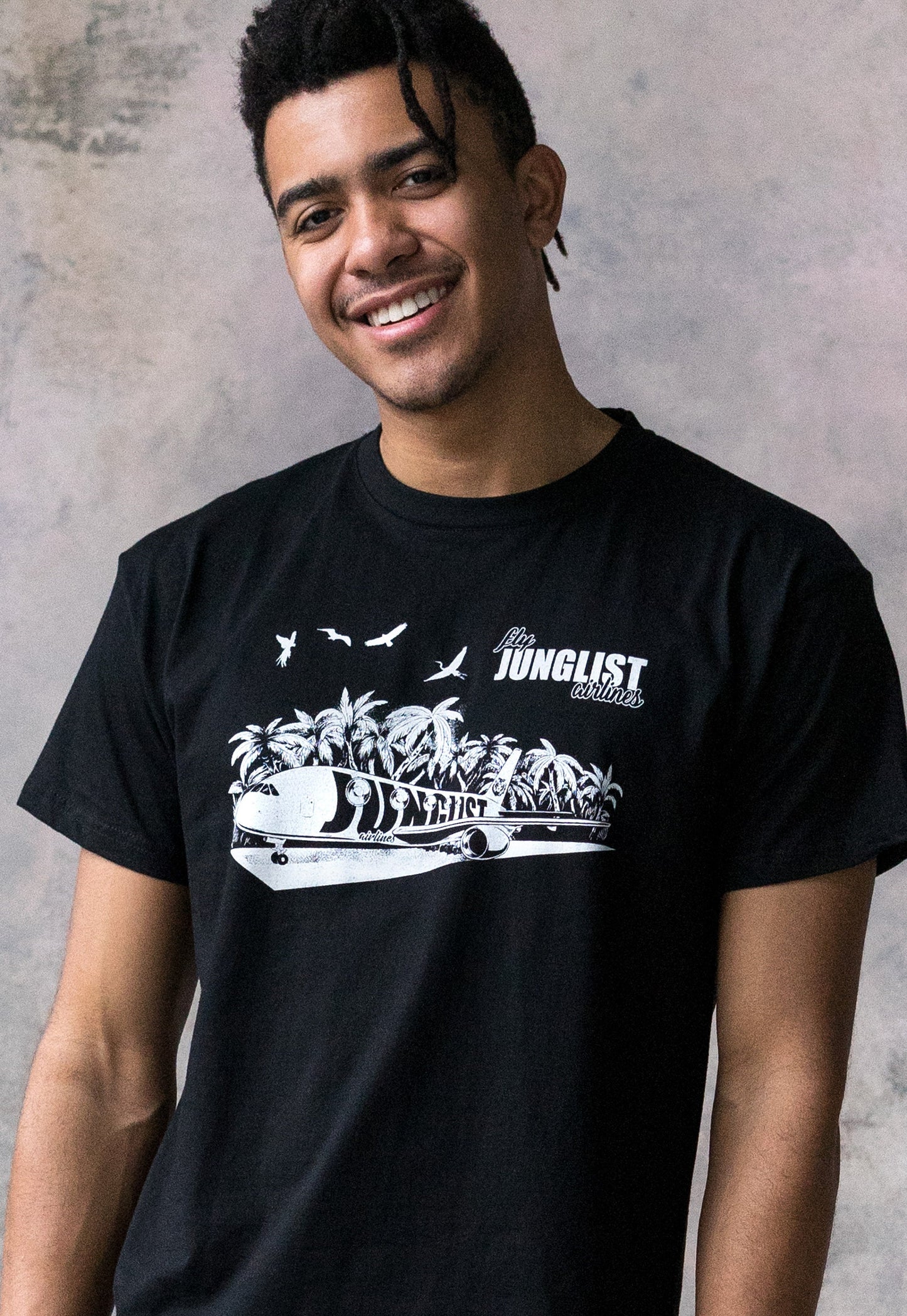 Junglist Airlines T Shirt Drum and Bass Jungle Massive DJ & Synth Music Amen Slogan Synth Music Producer Festival Mens Women Printed Tee Top