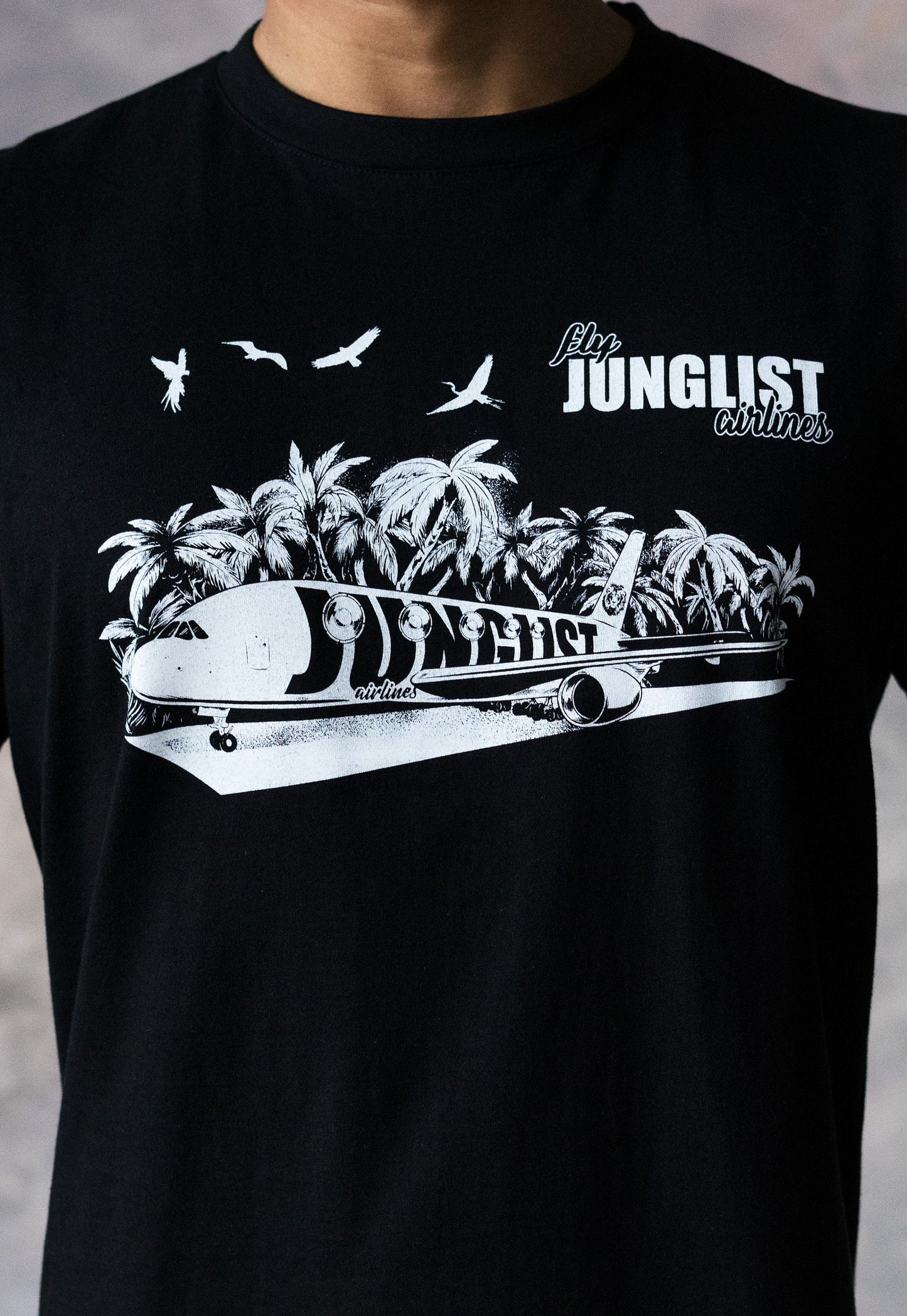 Junglist Airlines T Shirt Drum and Bass Jungle Massive DJ & Synth Music Amen Slogan Synth Music Producer Festival Mens Women Printed Tee Top