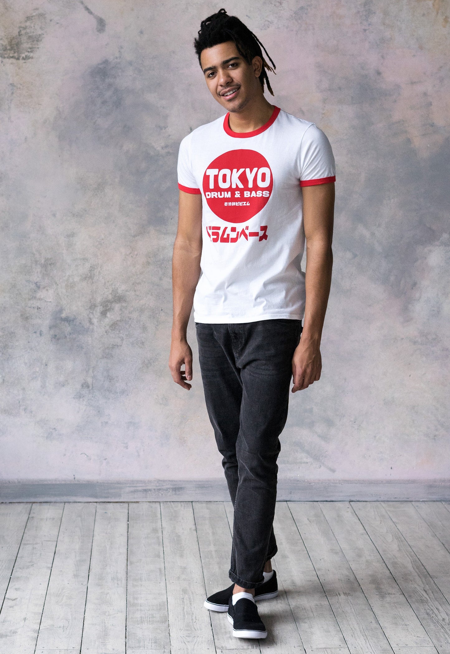 Tokyo Drum & Bass Ringer T Shirt Japanese Writing Japan 174 BPM Amen DnB DJ Junglist Synthesizer Synth Graphic Printed Men's Women's Tee Top