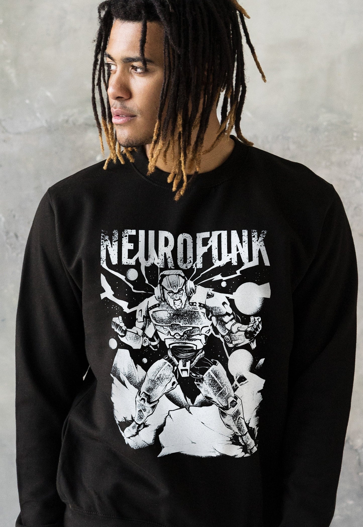 Neurofunk Destruction Sweatshirt Robot Junglist Drum and Bass DJ Synth Amen Music Producer Festival Mens Gifts Sweater Pullover Jumper Top