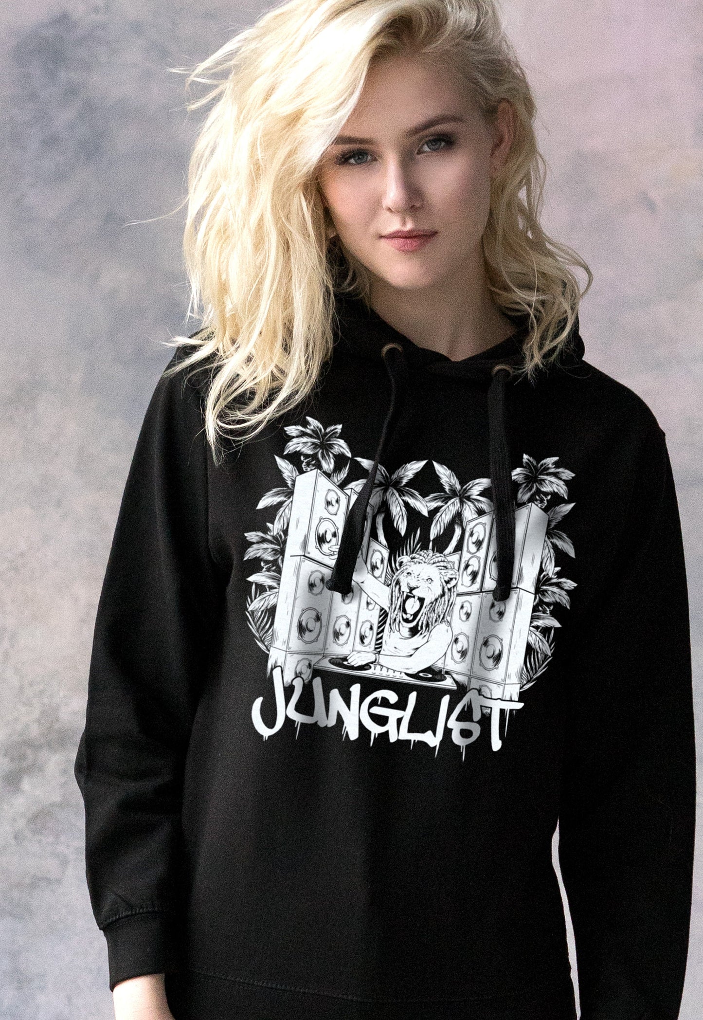 Junglist Lion DJ Hoodie Drum and Bass Synth Synthesizer Amen Music Producer Junglist Women's Mens Cotton Sweatshirt Printed Hoody Hooded Top