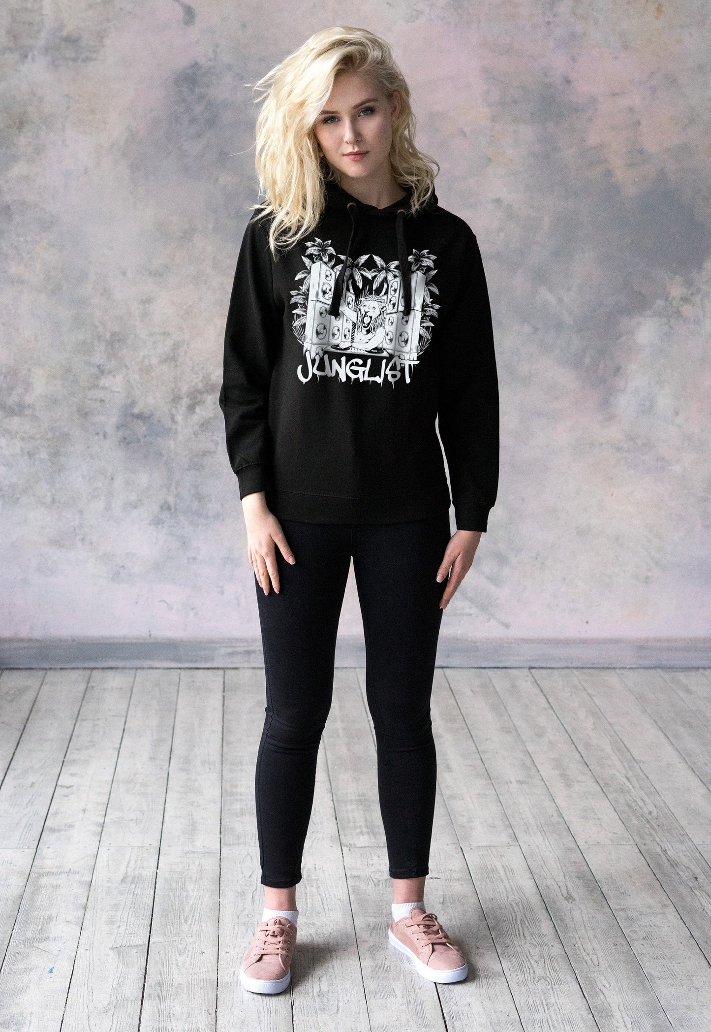 Junglist Lion DJ Hoodie Drum and Bass Synth Synthesizer Amen Music Producer Junglist Women's Mens Cotton Sweatshirt Printed Hoody Hooded Top