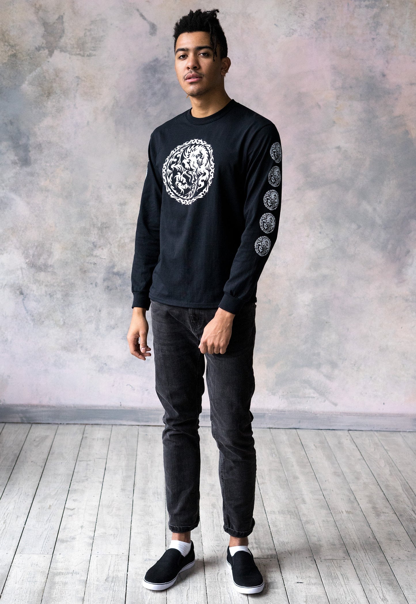 Yin Yang Dragons Long Sleeve T Shirt Taoism Chinese Japanese Dragon Tattoo Taijitu Martial Arts Boxing Gym Yoga Tai Chi Printed Mens Tee Top