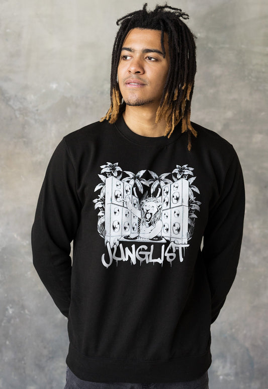 Junglist Lion DJ Sweatshirt Jungle Massive Drum and Bass DJ Synth Dreads Dreadlocks Music Producer Synthesizer Sweater Pullover Jumper Top