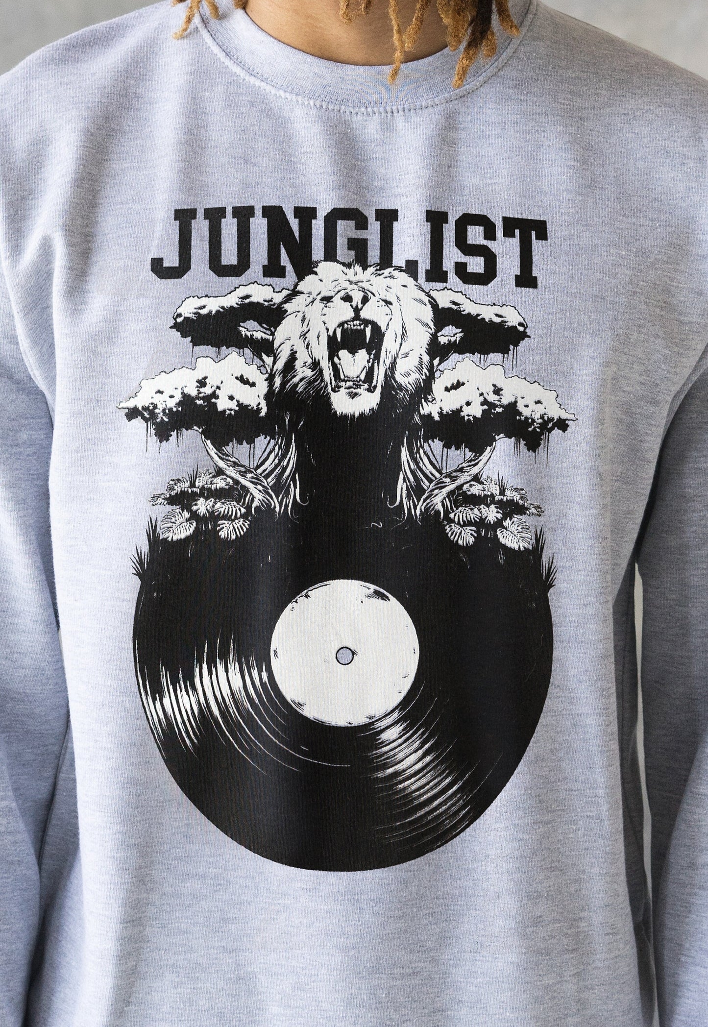 Junglist Vinyl Sweatshirt Jungle Massive Drum and Bass DJ LP Record Turntable Music Producer Synthesizer Mens Sweater Pullover Jumper Top