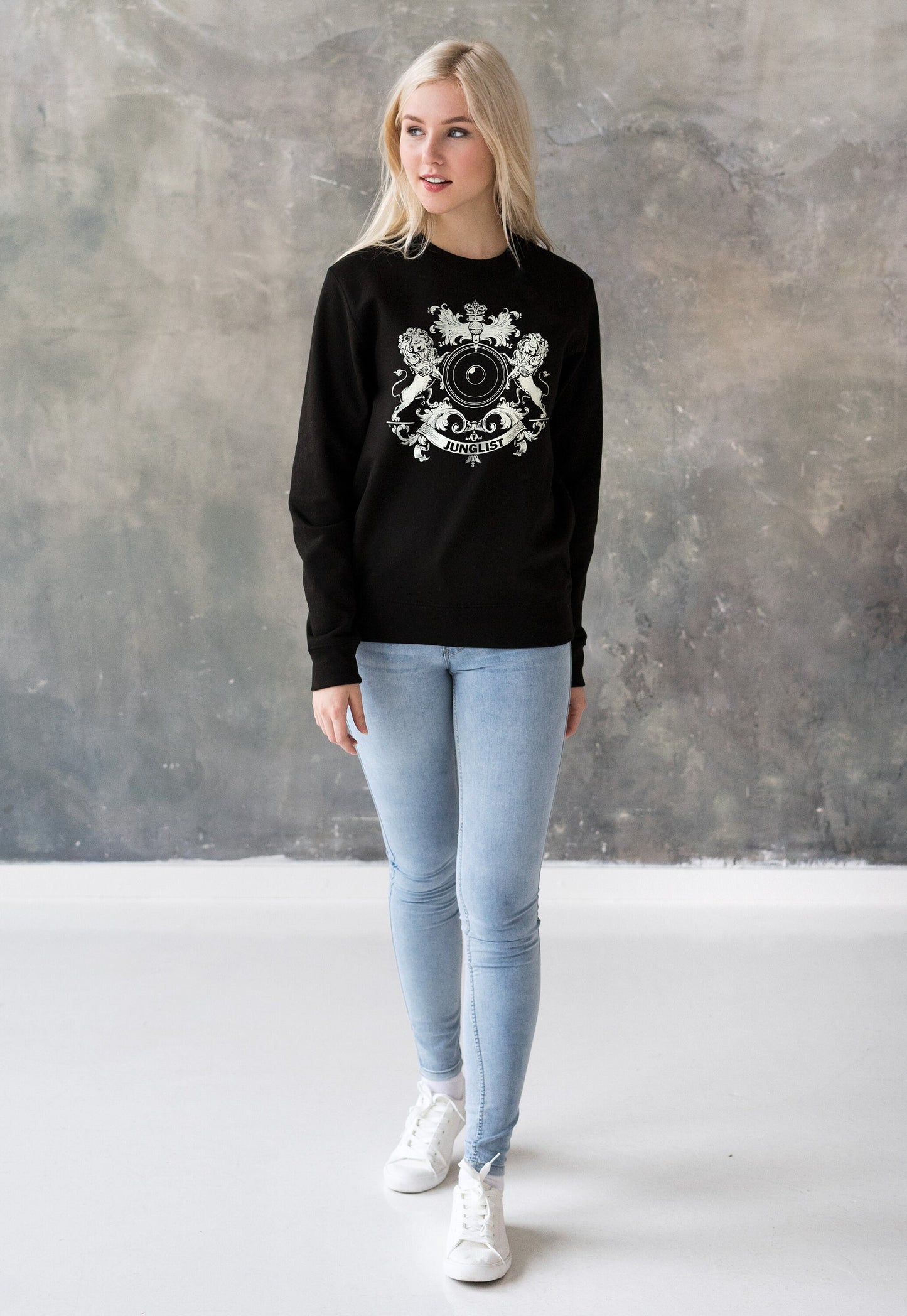 Junglist Coat Of Arms Sweatshirt Jungle Massive Crest Drum & Bass Female DJ Music Producer Festival Womens Printed Sweater Pullover Jumper