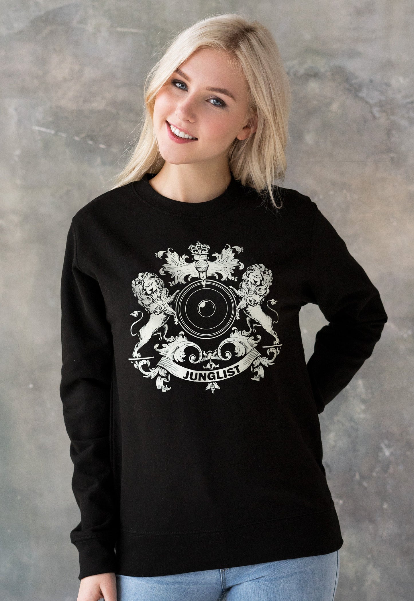 Junglist Coat Of Arms Sweatshirt Jungle Massive Crest Drum & Bass Female DJ Music Producer Festival Womens Printed Sweater Pullover Jumper