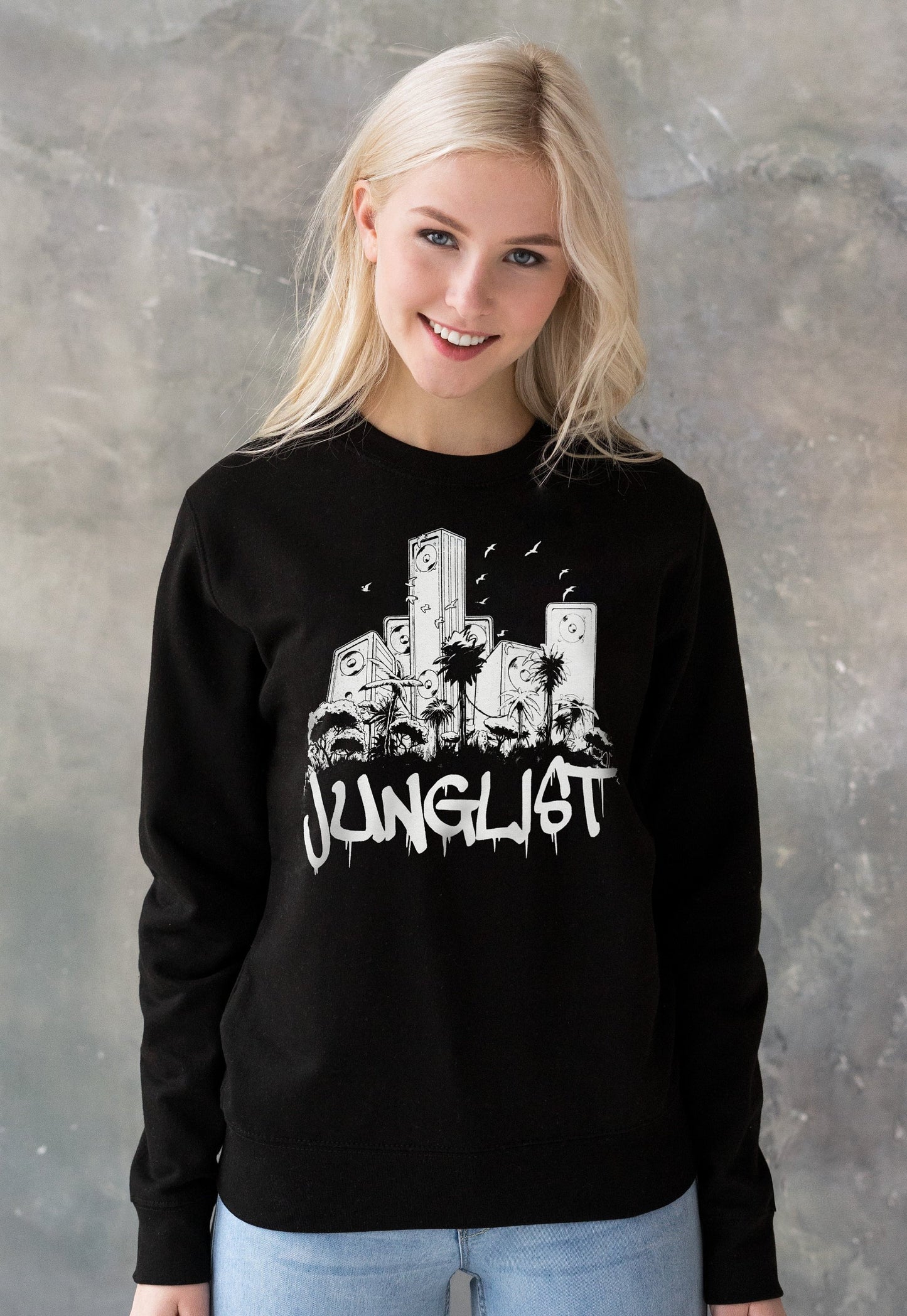 Junglist Sound System Sweatshirt Jungle Massive Drum and Bass & Female DJ Rave Music Womens Printed Sweatshirt Sweater Pullover Jumper Top