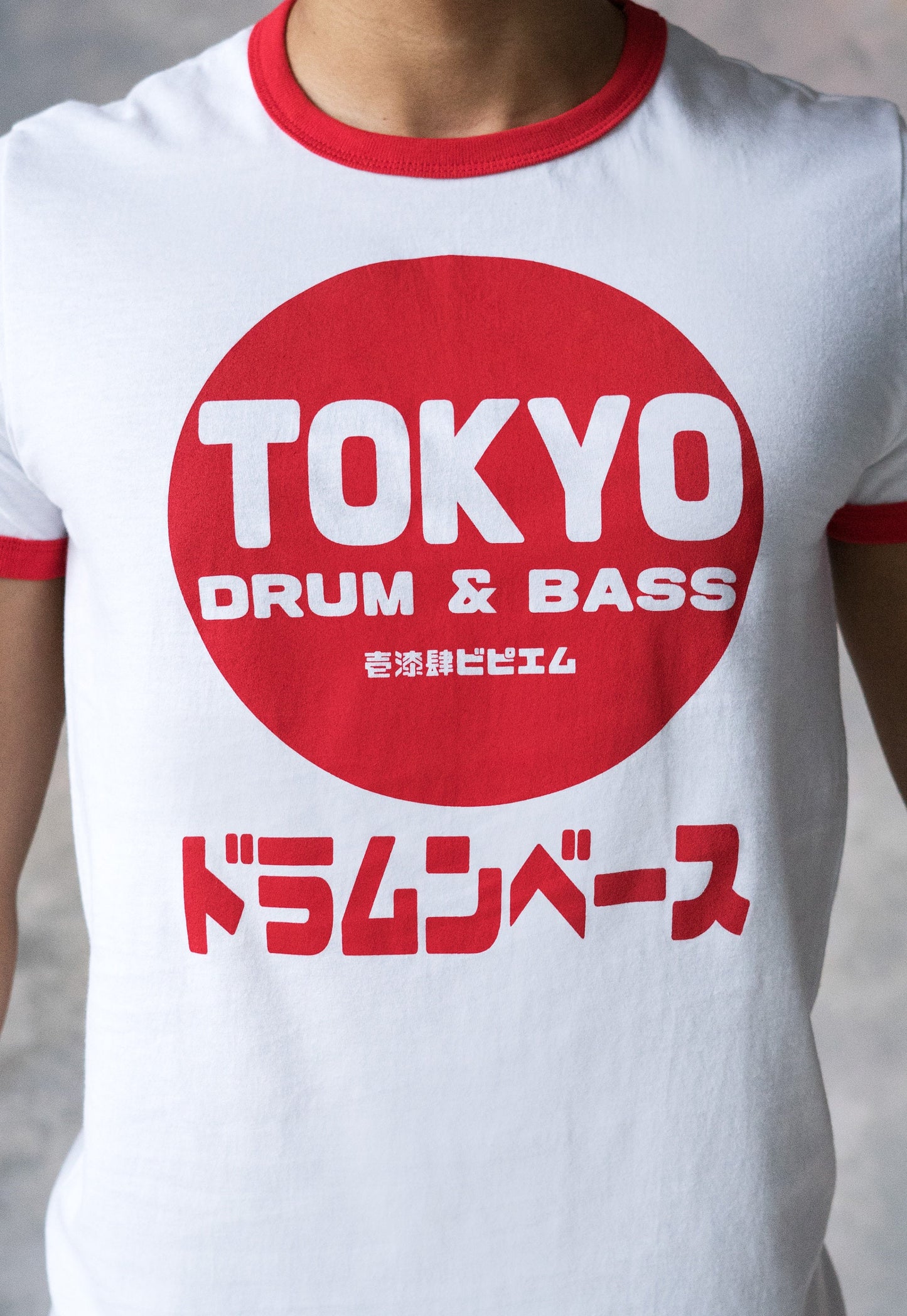 Tokyo Drum & Bass Ringer T Shirt Japanese Writing Japan 174 BPM Amen DnB DJ Junglist Synthesizer Synth Graphic Printed Men's Women's Tee Top