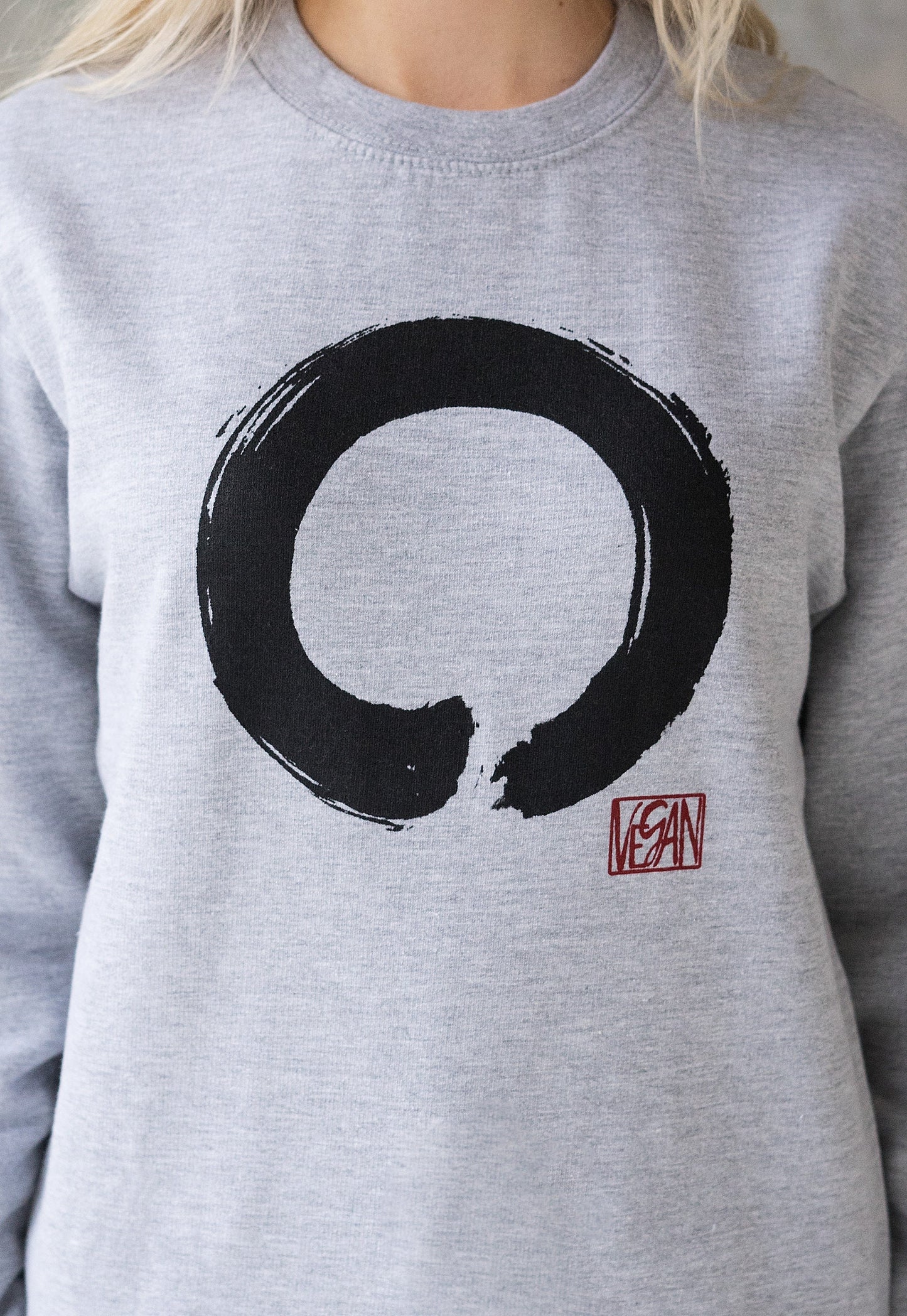 Vegan Sweatshirt - Enso Buddhist Circle - Vegetarian Veggie Buddhist Buddhism Wabi Sabi Zen Peace Men's Women's Graphic Printed Top Jumper