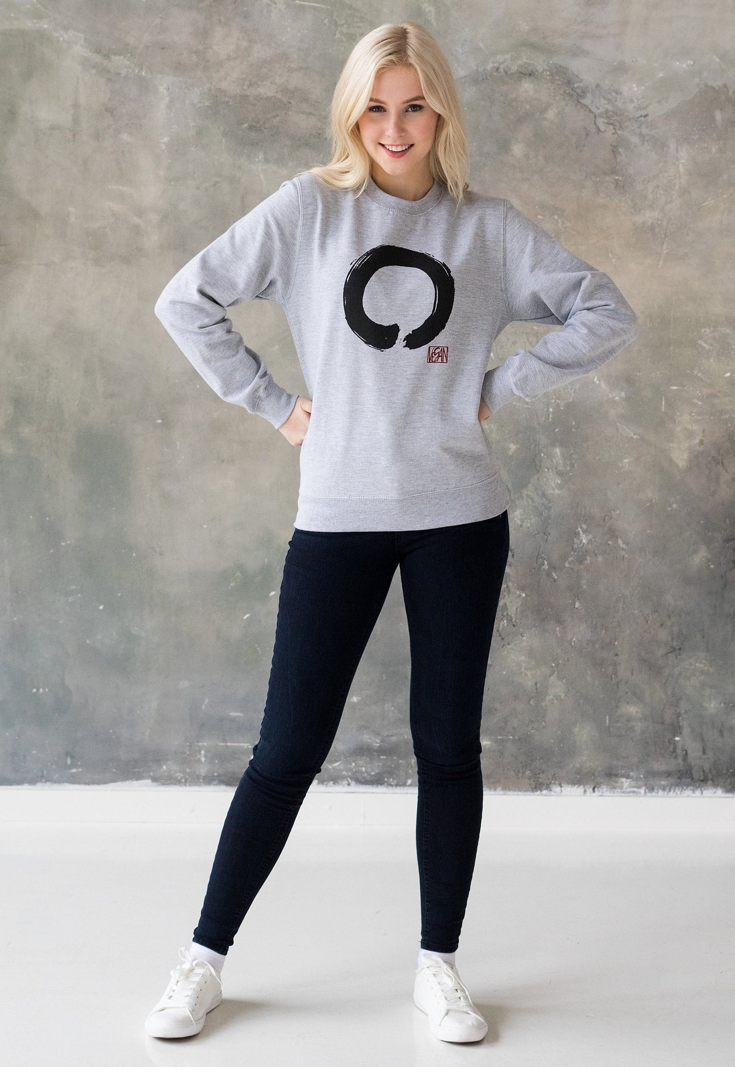 Vegan Sweatshirt - Enso Buddhist Circle - Vegetarian Veggie Buddhist Buddhism Wabi Sabi Zen Peace Men's Women's Graphic Printed Top Jumper