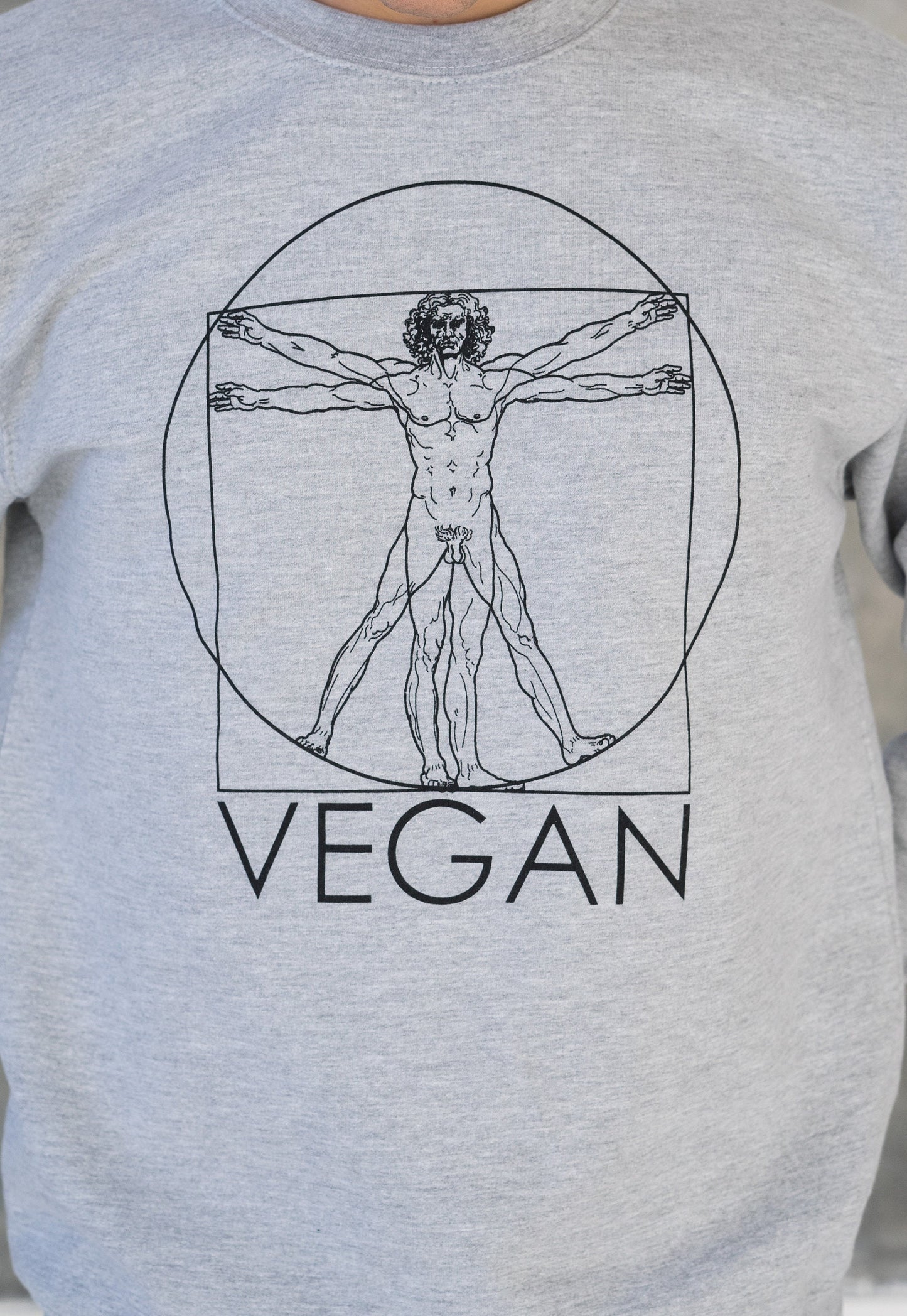 Vegan Sweatshirt Da Vinci Vitruvian Man Drawing Sketch Art Peace Slogan Geometric Plant Based Mens Womens Graphic Printed Jumper Pullover