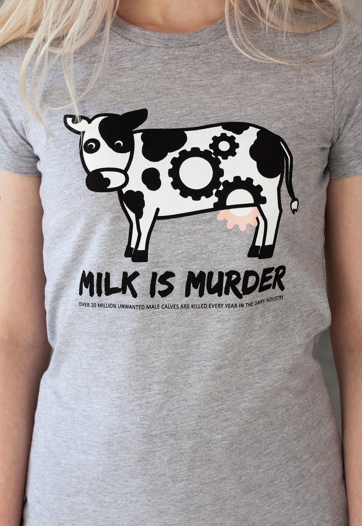 Milk Is Murder Vegan T Shirt Cow Edgy Veggie Animal Liberation Rights Anti Meat Dairy Milk Activist Herbivore Plant Powered Womens Tee Shirt