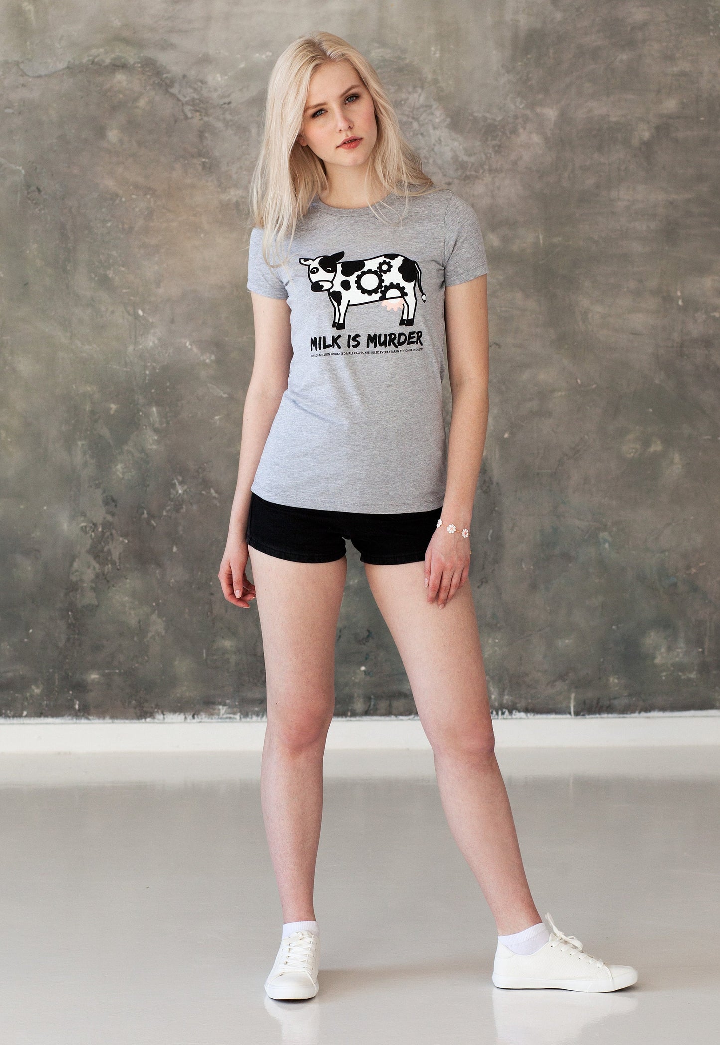 Milk Is Murder Vegan T Shirt Cow Edgy Veggie Animal Liberation Rights Anti Meat Dairy Milk Activist Herbivore Plant Powered Womens Tee Shirt