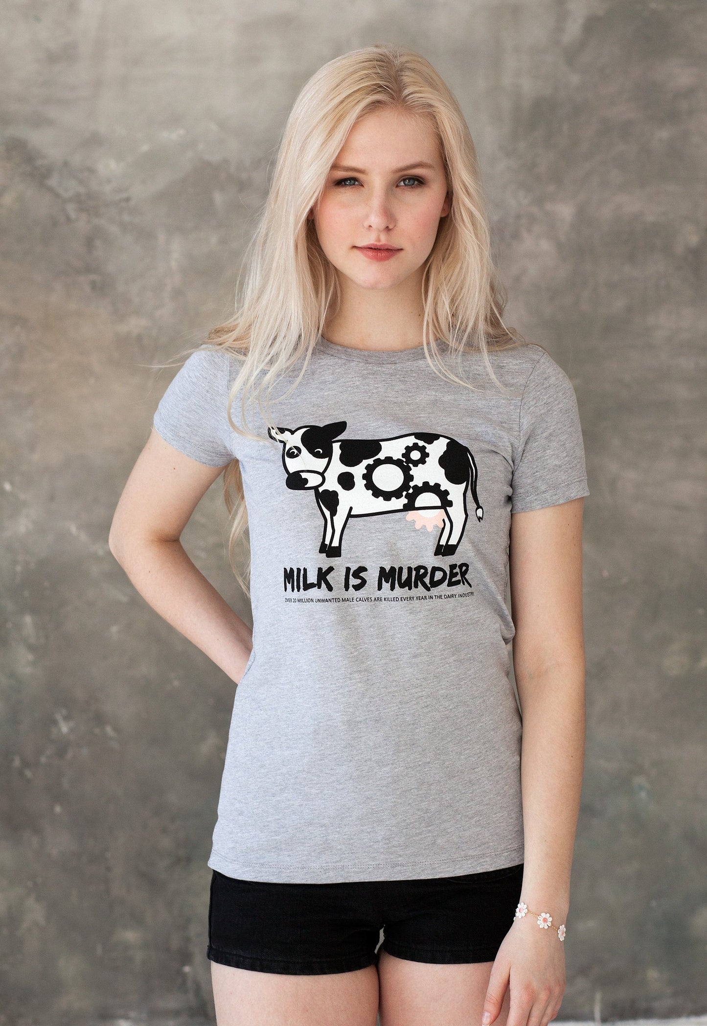 Milk Is Murder Vegan T Shirt Cow Edgy Veggie Animal Liberation Rights Anti Meat Dairy Milk Activist Herbivore Plant Powered Womens Tee Shirt
